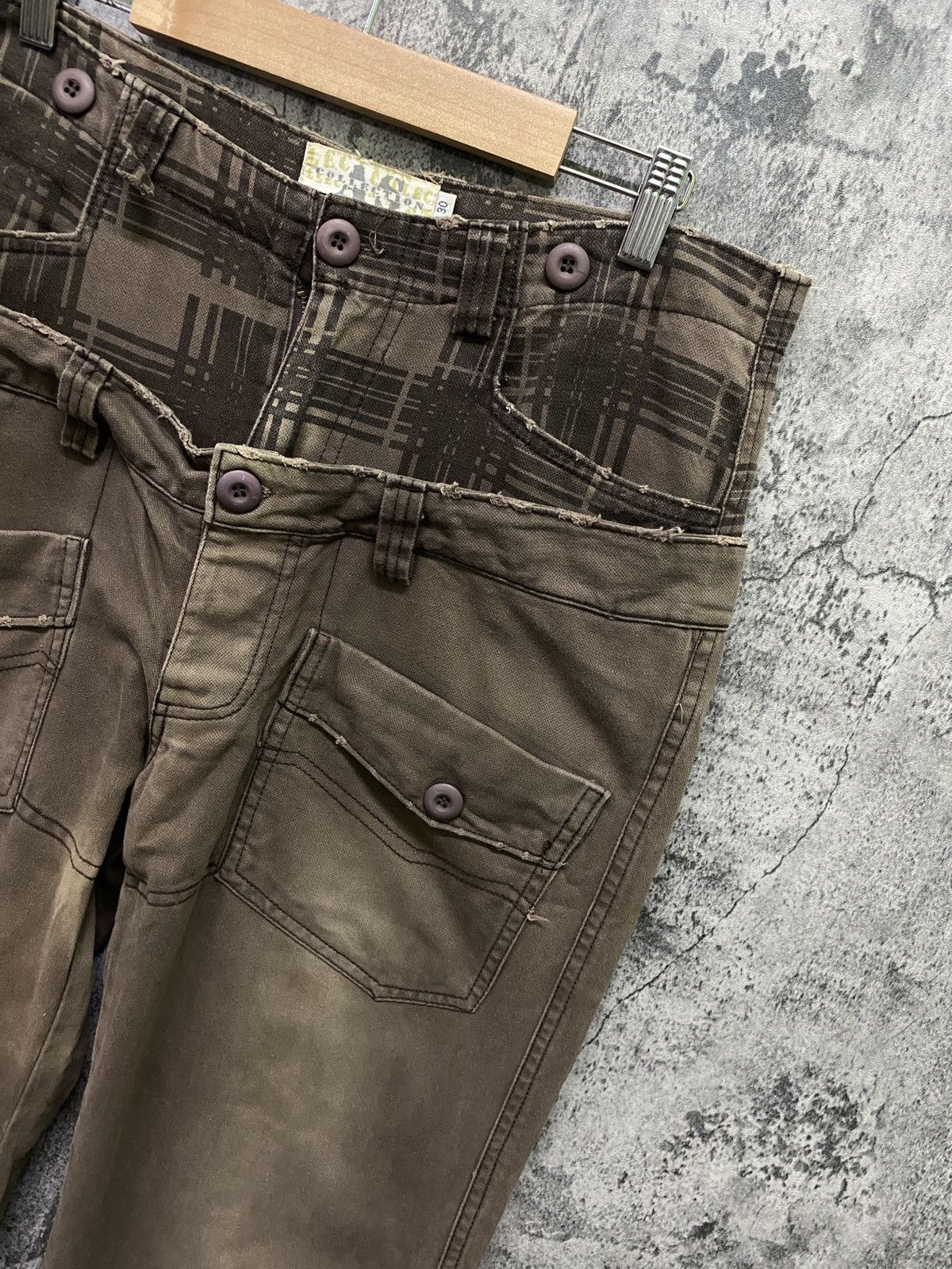Japanese Brand AS COLLECTION Double Waist Faded Brown Bush Pants Size US 32 / EU 48 - 10 Thumbnail