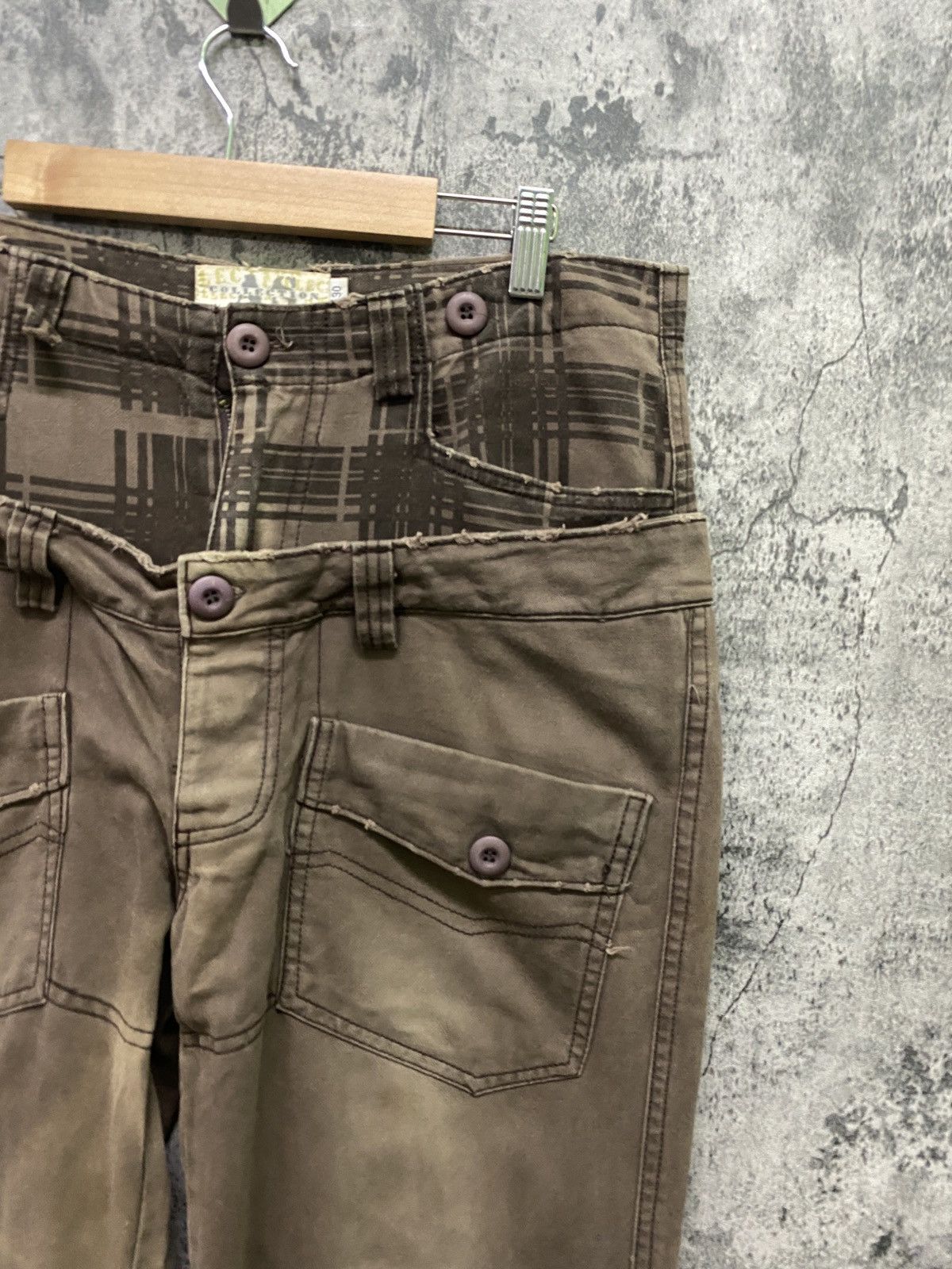 Japanese Brand AS COLLECTION Double Waist Faded Brown Bush Pants Size US 32 / EU 48 - 5 Thumbnail