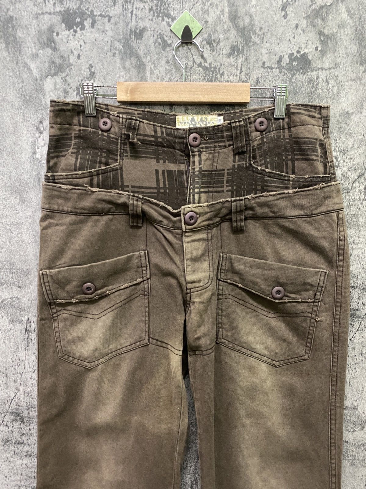 Japanese Brand AS COLLECTION Double Waist Faded Brown Bush Pants Size US 32 / EU 48 - 3 Thumbnail