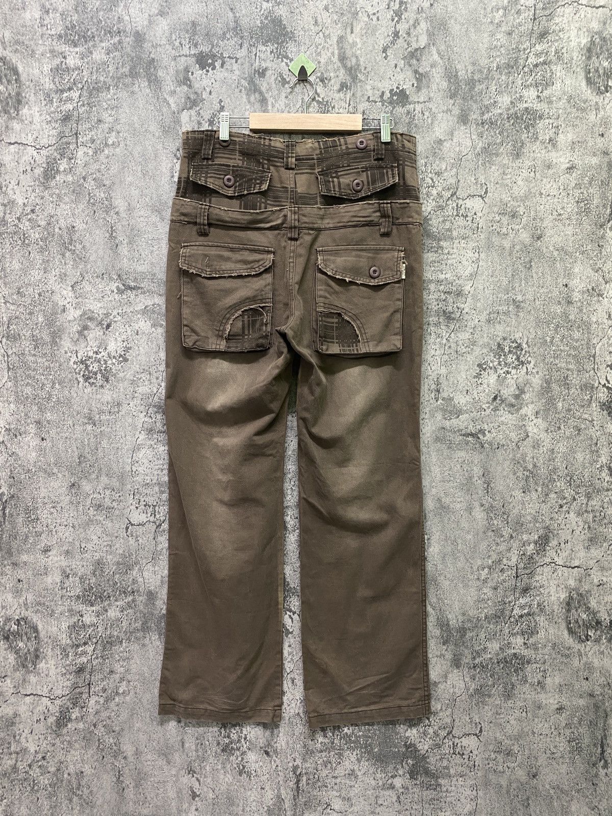 Japanese Brand AS COLLECTION Double Waist Faded Brown Bush Pants Size US 32 / EU 48 - 2 Thumbnail