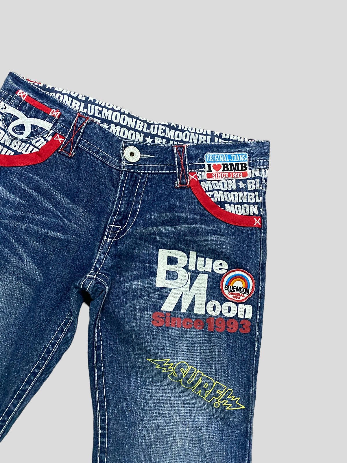 Japanese Brand VINTAGE BLUE MOON BLUE PATCHES PRINTED LOW RISE DENIM JEANS Size US 30 / EU 46 - 7 Thumbnail