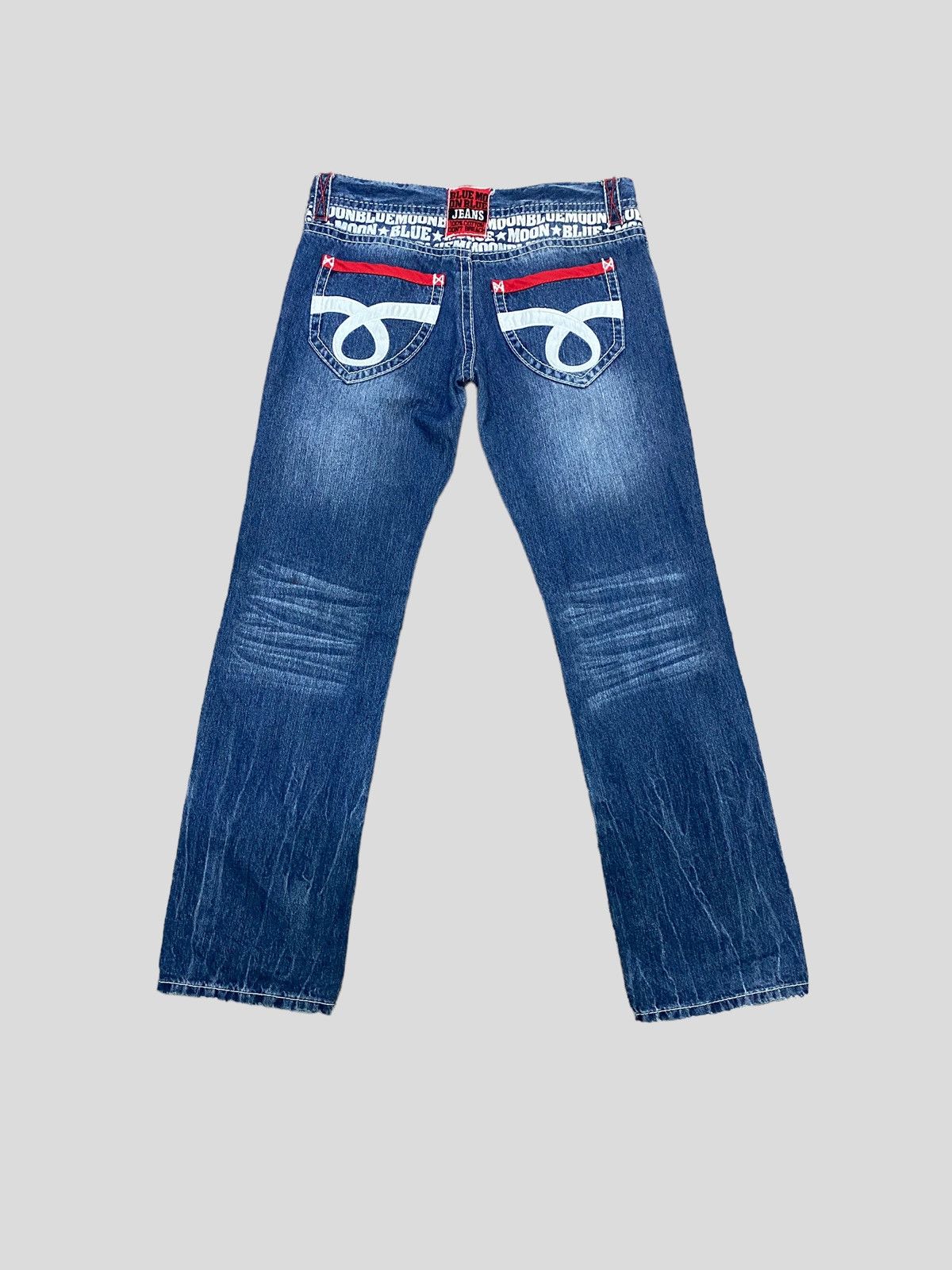 Japanese Brand VINTAGE BLUE MOON BLUE PATCHES PRINTED LOW RISE DENIM JEANS Size US 30 / EU 46 - 2 Thumbnail
