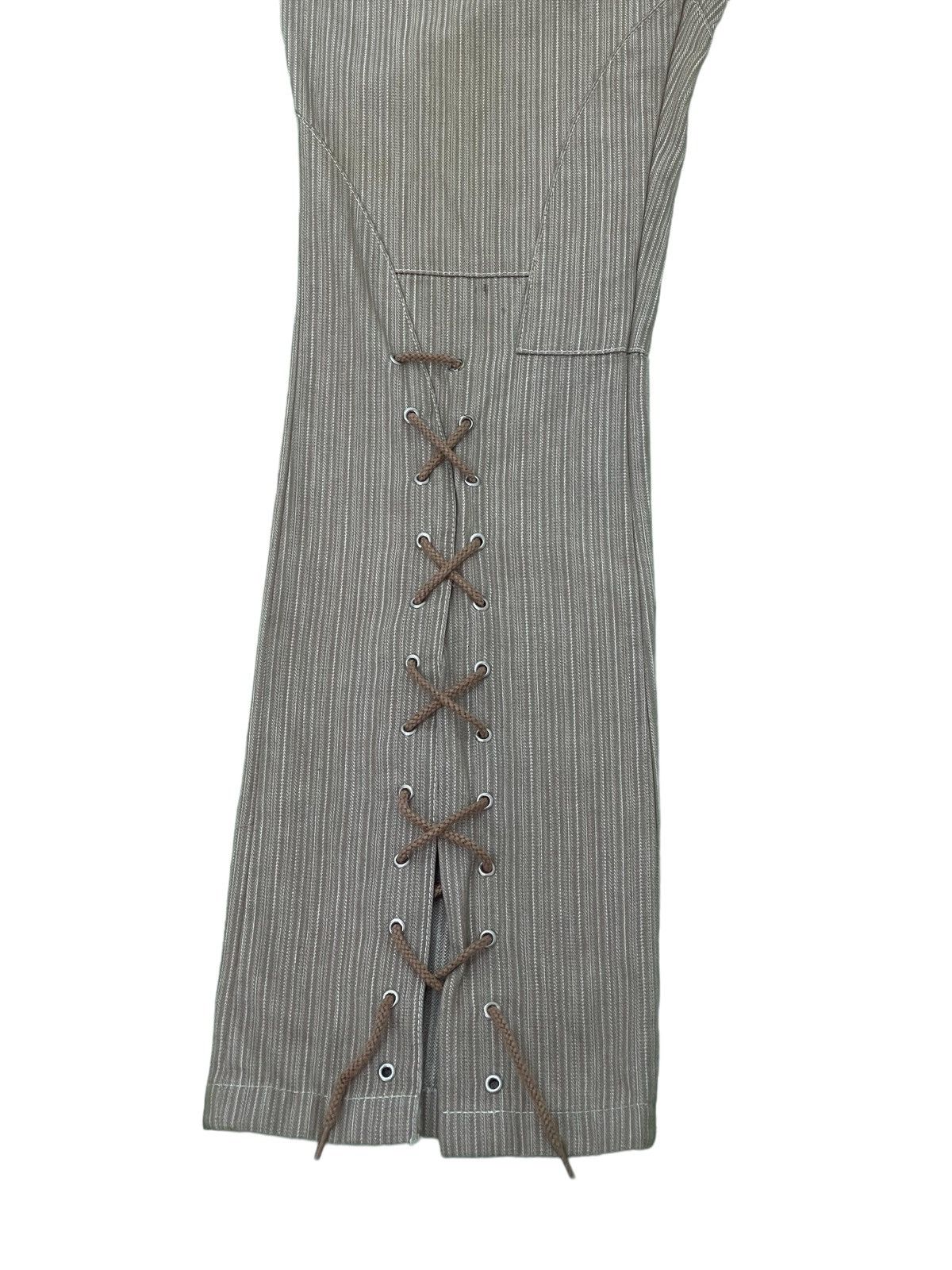 Japanese Brand Flare Jeans Tornado Mart Pinstriped Laced Herringbones 1🟦7 Size US 32 / EU 48 - 4 Thumbnail