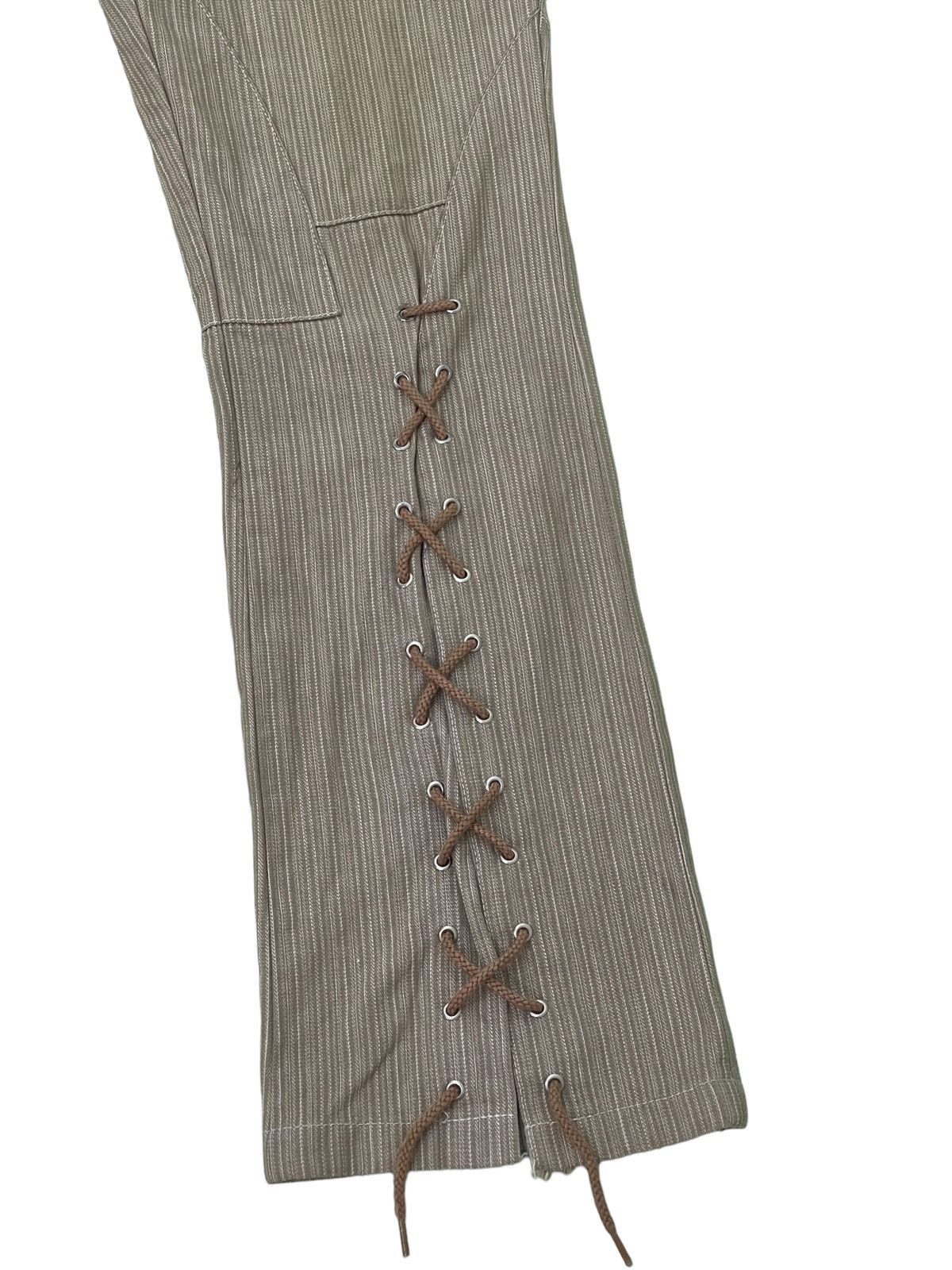 Japanese Brand Flare Jeans Tornado Mart Pinstriped Laced Herringbones 1🟦7 Size US 32 / EU 48 - 5 Thumbnail