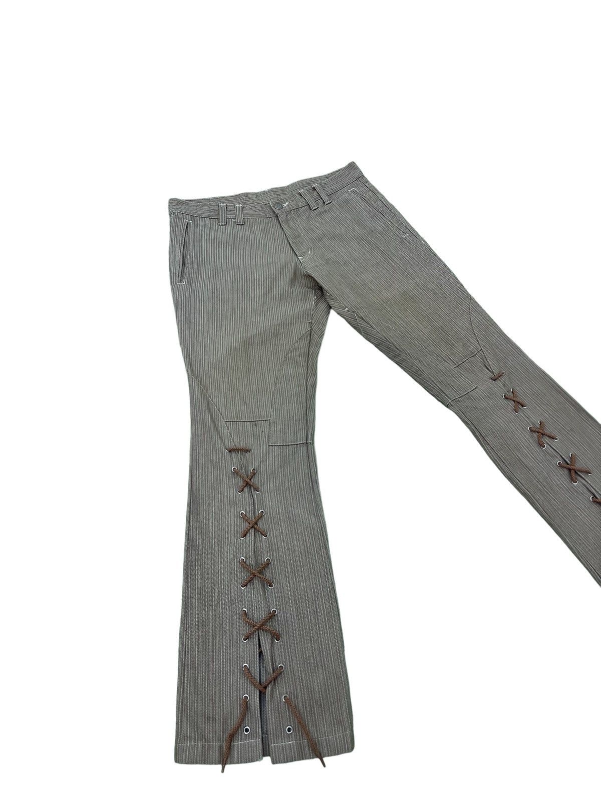 Japanese Brand Flare Jeans Tornado Mart Pinstriped Laced Herringbones 1🟦7 Size US 32 / EU 48 - 1 Thumbnail