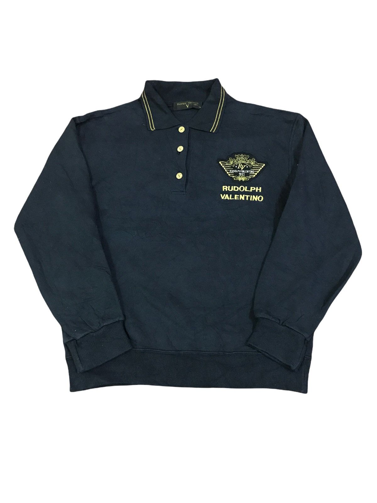 image of Vintage Rodolph Valentino Polo Shirt Sweatshirt in Black, Men's (Size XS)