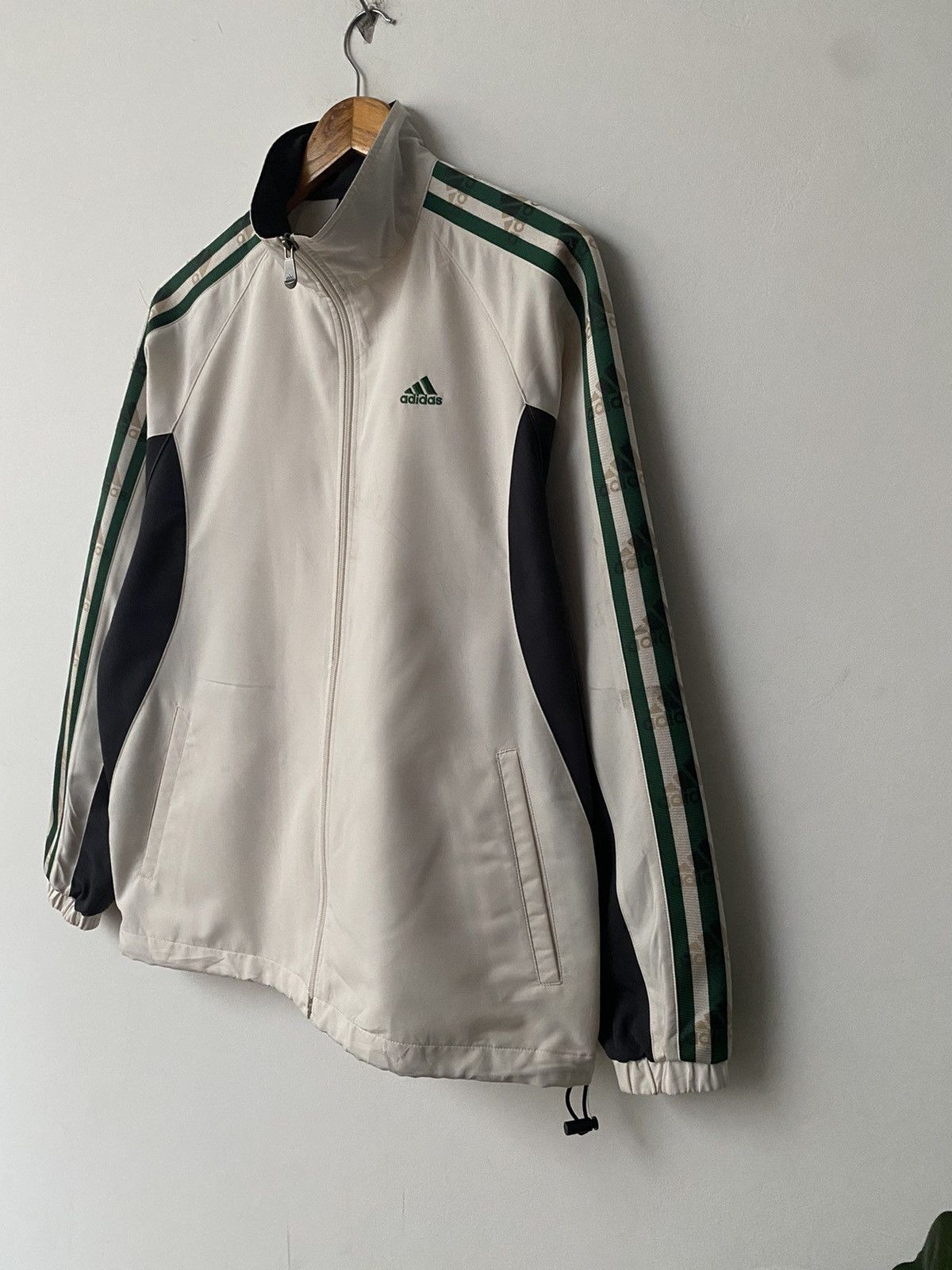 Adidas × Vintage Vintage adidas Jacket Striped Green Logo nice designer Size US M / EU 48-50 / 2 - 2 Thumbnail