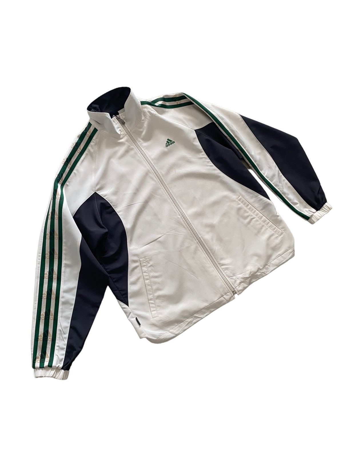 Adidas × Vintage Vintage adidas Jacket Striped Green Logo nice designer Size US M / EU 48-50 / 2 - 18 Thumbnail