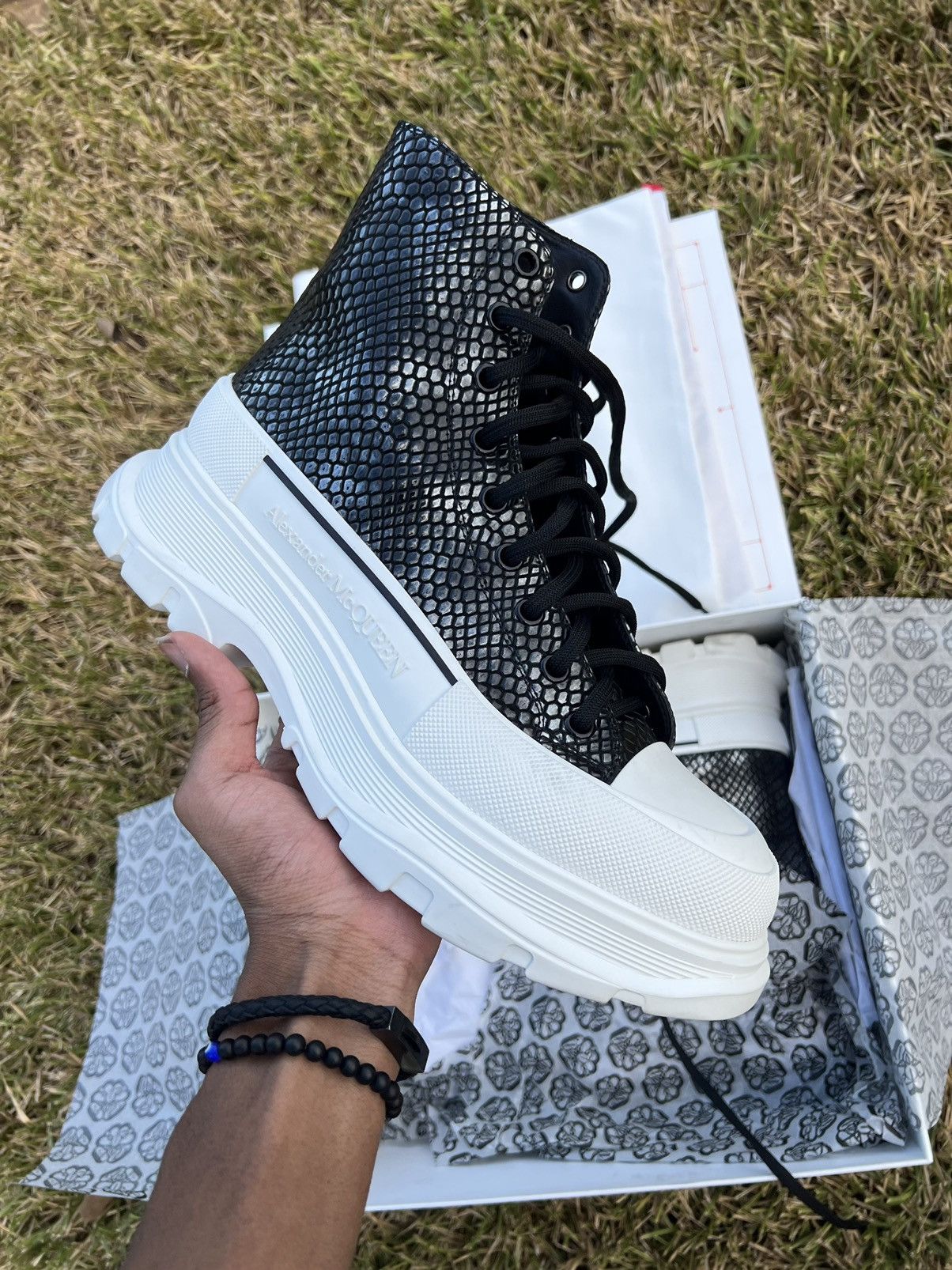 alexander mcqueen snakeskin black