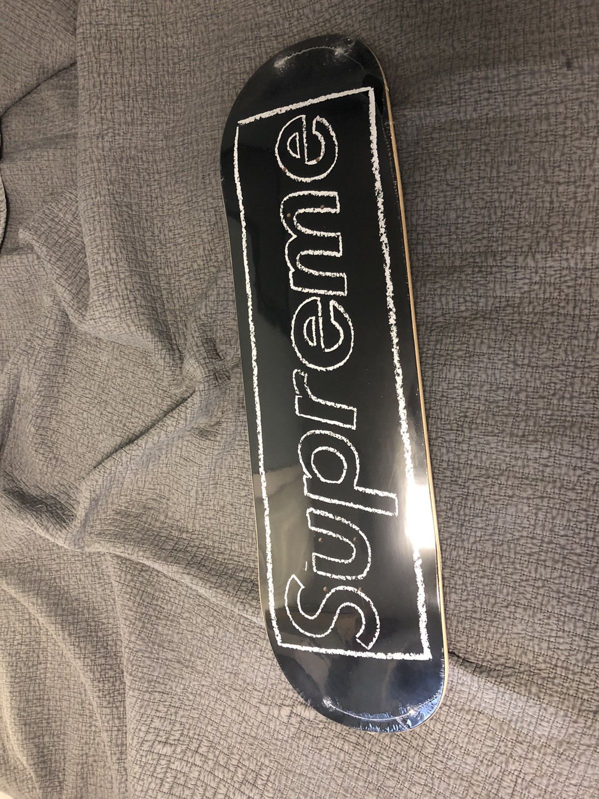 image of Kaws Chalk Box Logo Skate Deck in Black, Men's