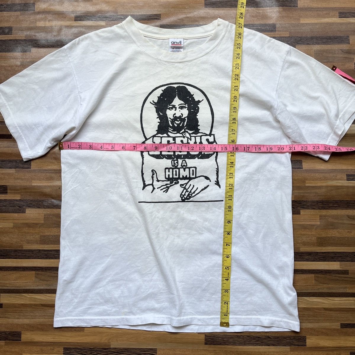 Anvil × Vintage Humour Graphics Printed Jesus TShirt Vintage Y2K Anvil Tag Size US M / EU 48-50 / 2 - 4 Thumbnail