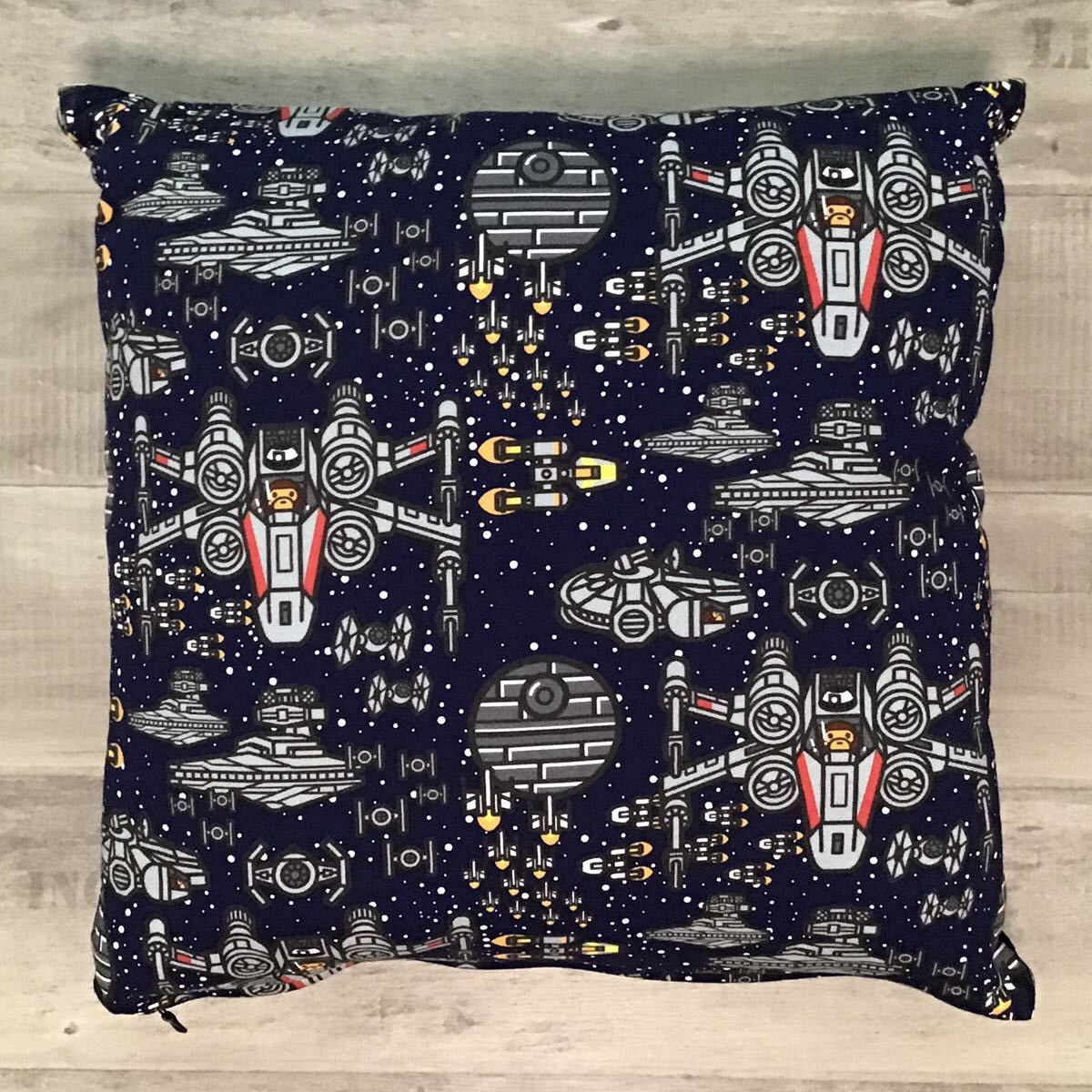 Pre-owned Bape X Star Wars Milo Galaxy X-wing Pillow Cushion Ape In Navy