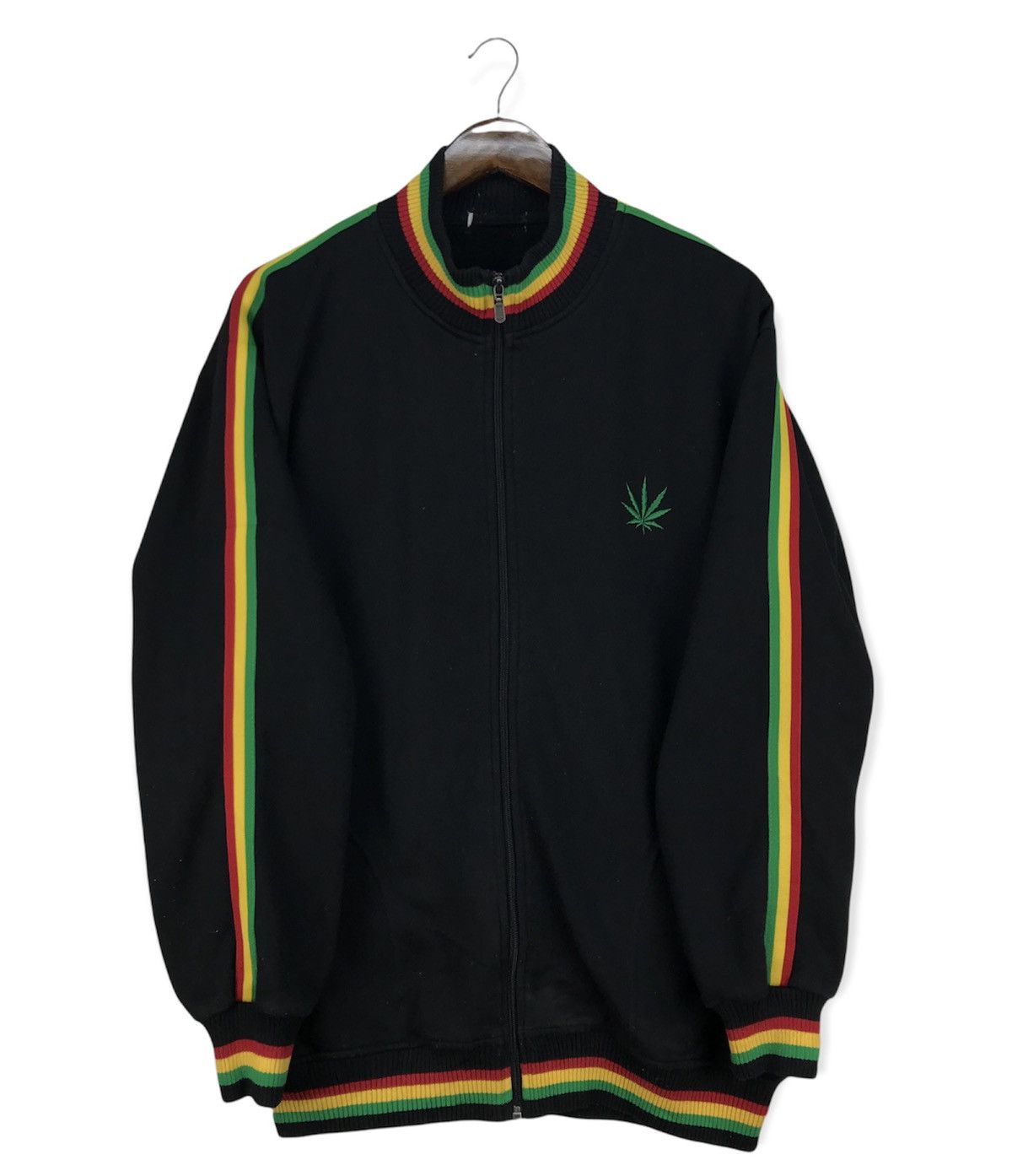 image of Marijuana Rasta Reggae Sweatshirt in Black, Men's (Size Large)