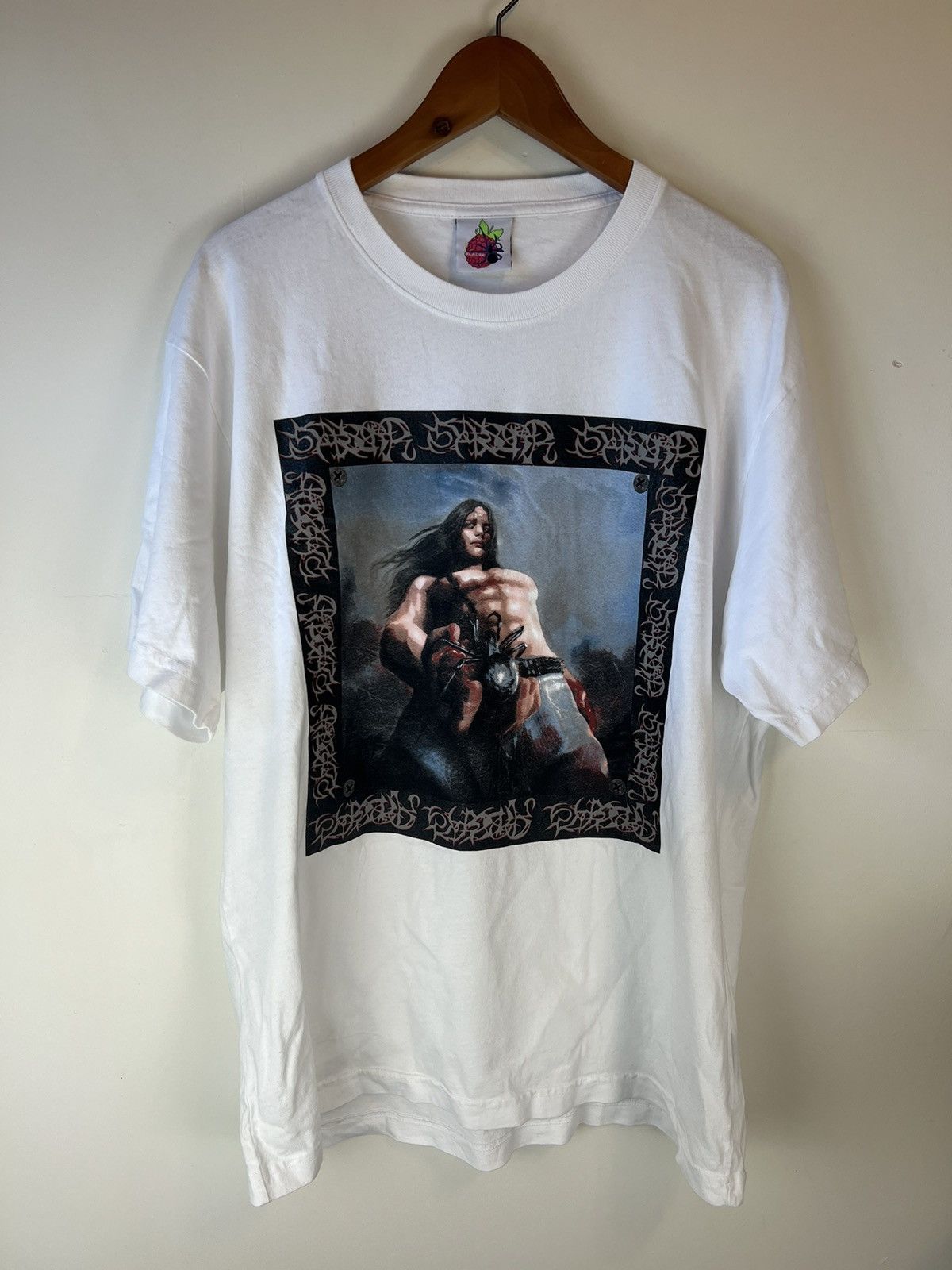 image of Drain Gang Bladee Spiderr Tee in White, Men's (Size XL)