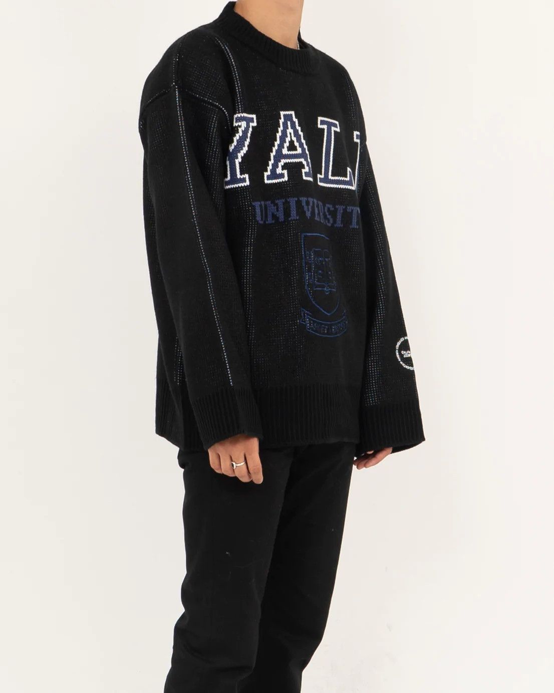 image of Calvin Klein 205W39Nyc x Raf Simons Ss19 Oversized Black Yale Knit, Men's (Size Medium)