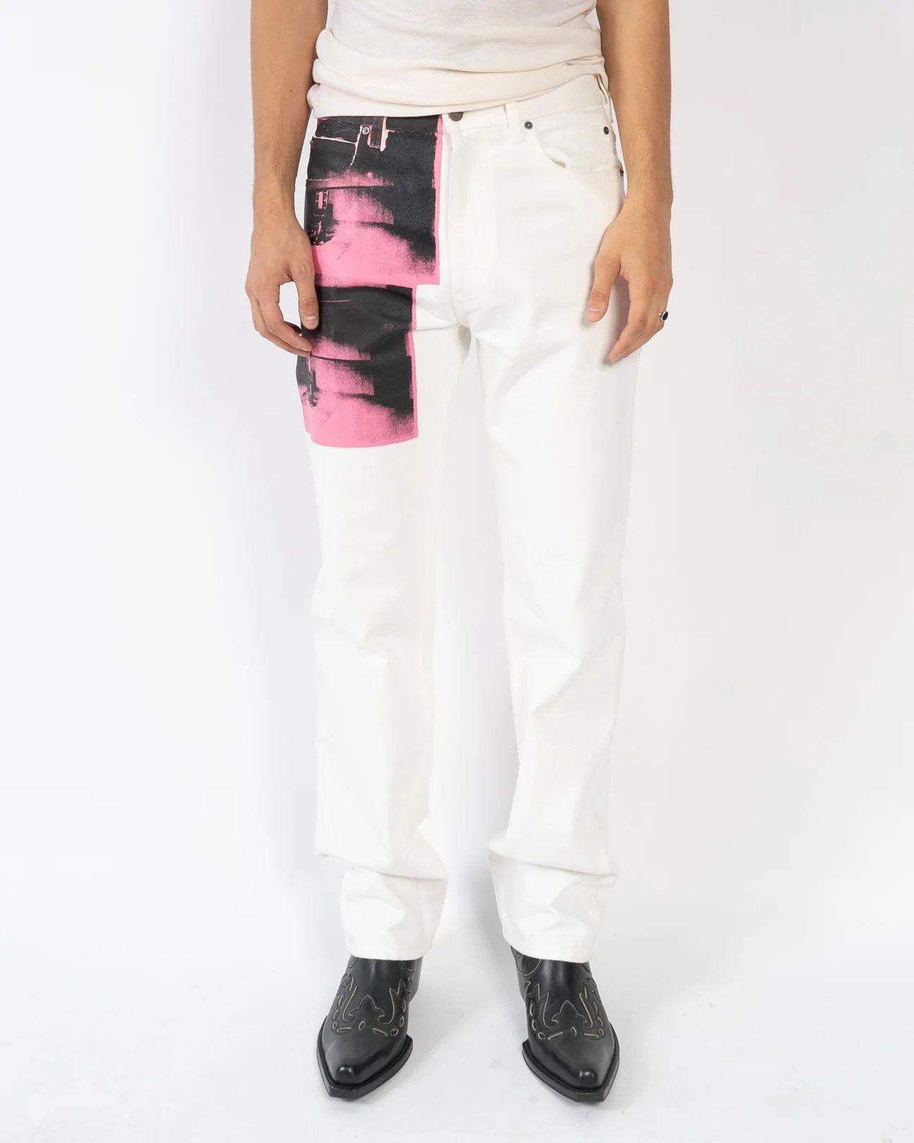 Calvin Klein 205W39NYC × Raf Simons Pink Warhol Electric Chair Screenprint Denim Size US 30 / EU 46 - 5 Thumbnail