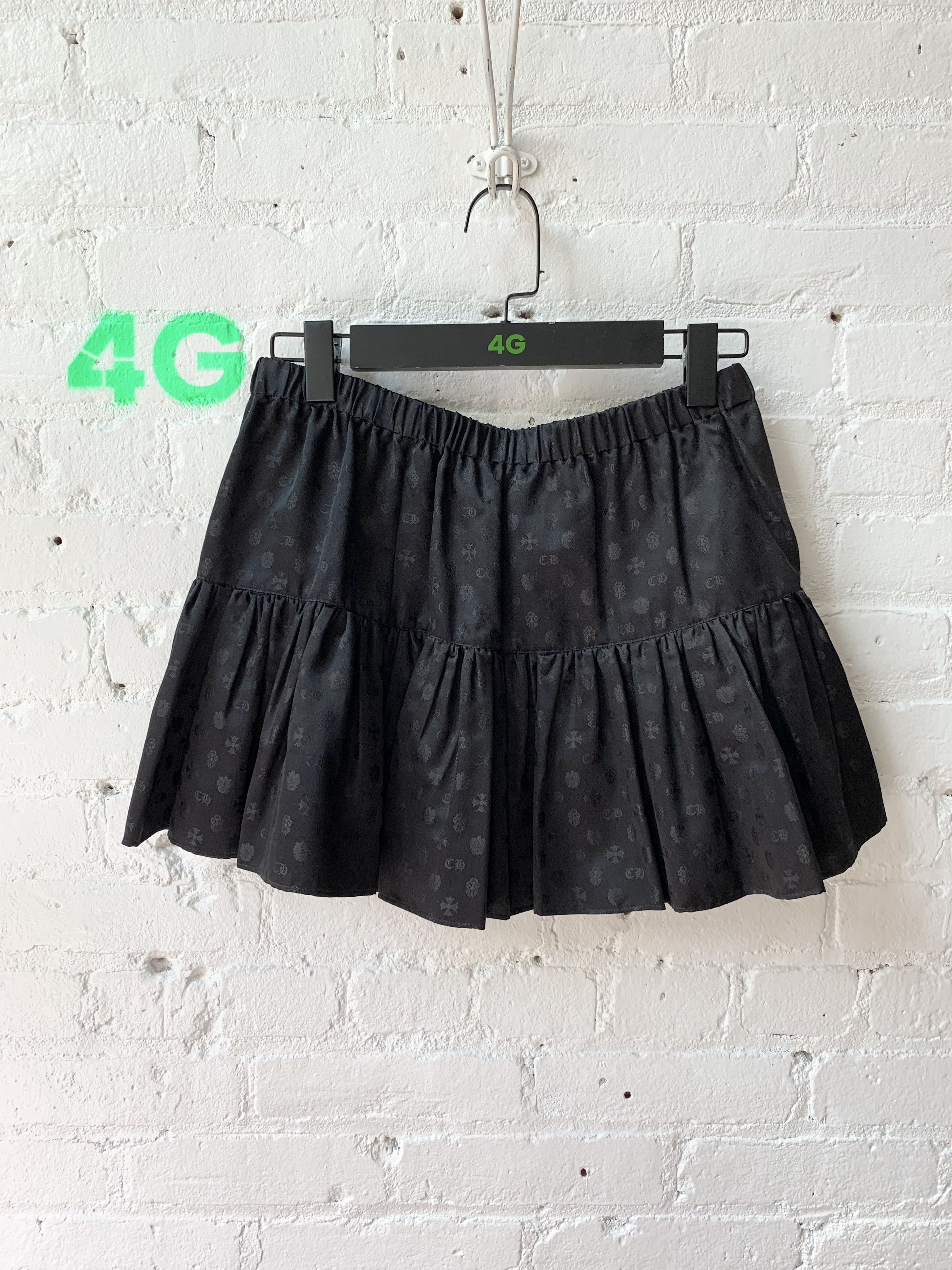 image of Chrome Hearts 100% Silk Monogram Mini Skirt Size M-Xl in Black, Women's