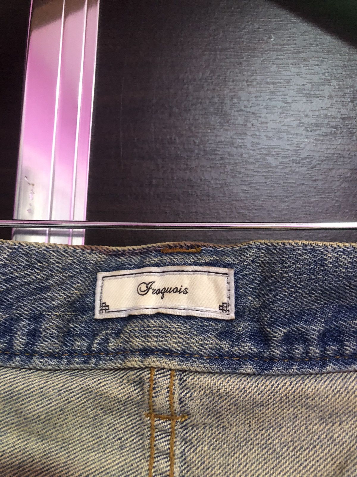 Iroquois Japan 🔥Iroquois Cross Art Design Pants Buckle Back Jeans Size US 34 / EU 50 - 9 Thumbnail