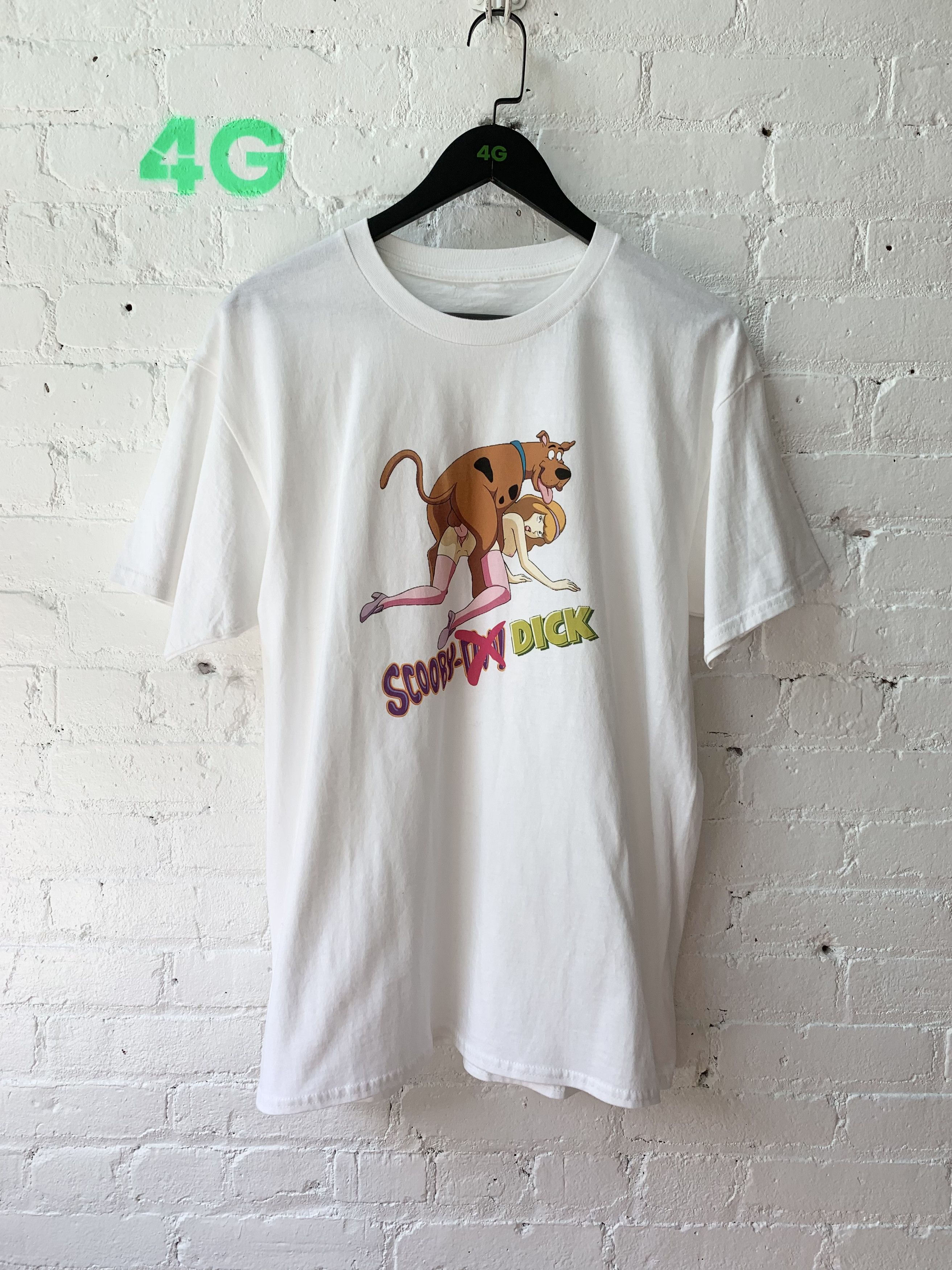 image of Vintage Scooby Dick Xxx Porn Tee Size XL in White, Men's