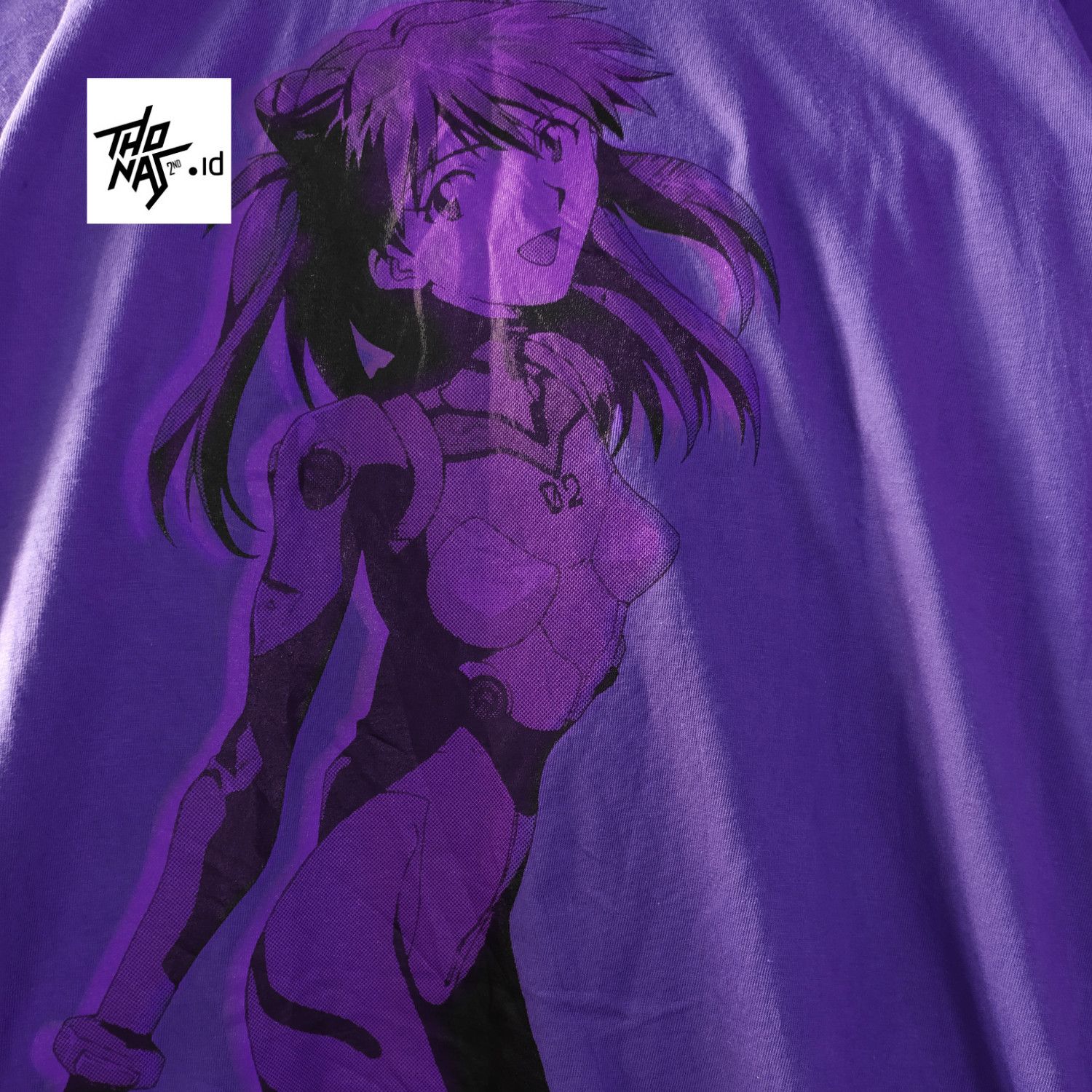 image of Anima x Vintage Find Y2K Evangelion Asuka Langley On Purple Anime, Men's (Size Large)