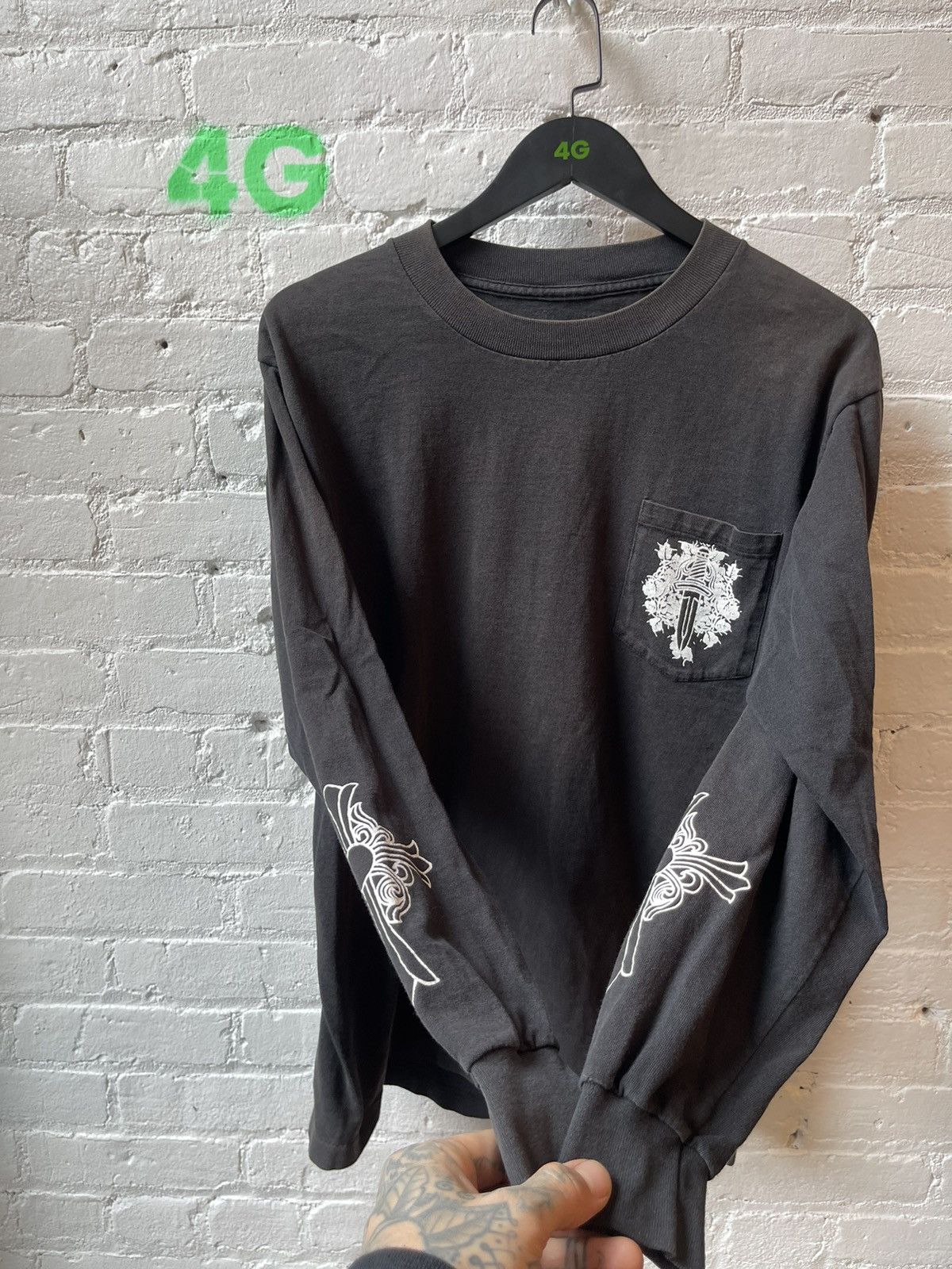 image of Chrome Hearts Thrashed Black Shirt 4Gseller, Men's (Size Medium)