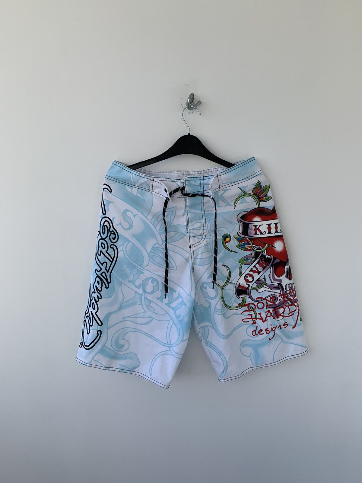 Christian Audigier × Ed Hardy × Vintage Ed Hardy Love Kills Slowly Vintage Shorts Size US 31 - 1 Thumbnail