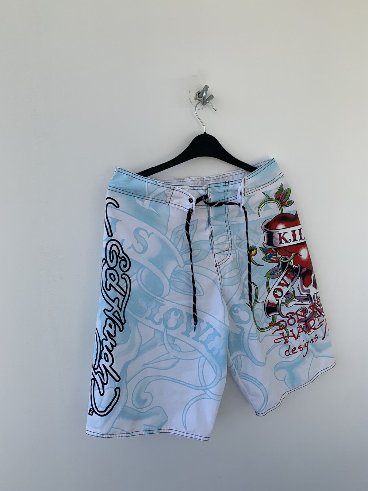 Christian Audigier × Ed Hardy × Vintage Ed Hardy Love Kills Slowly Vintage Shorts Size US 31 - 2 Thumbnail