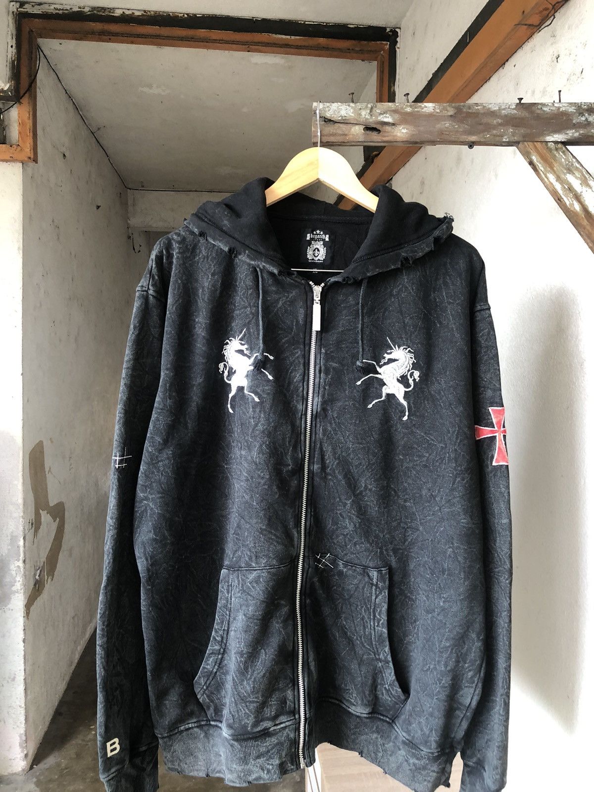 If Six Was Nine Bagarch Japan Tie Dye Over Prints Zipper Punk Hoodie Size US XL / EU 56 / 4 - 4 Thumbnail