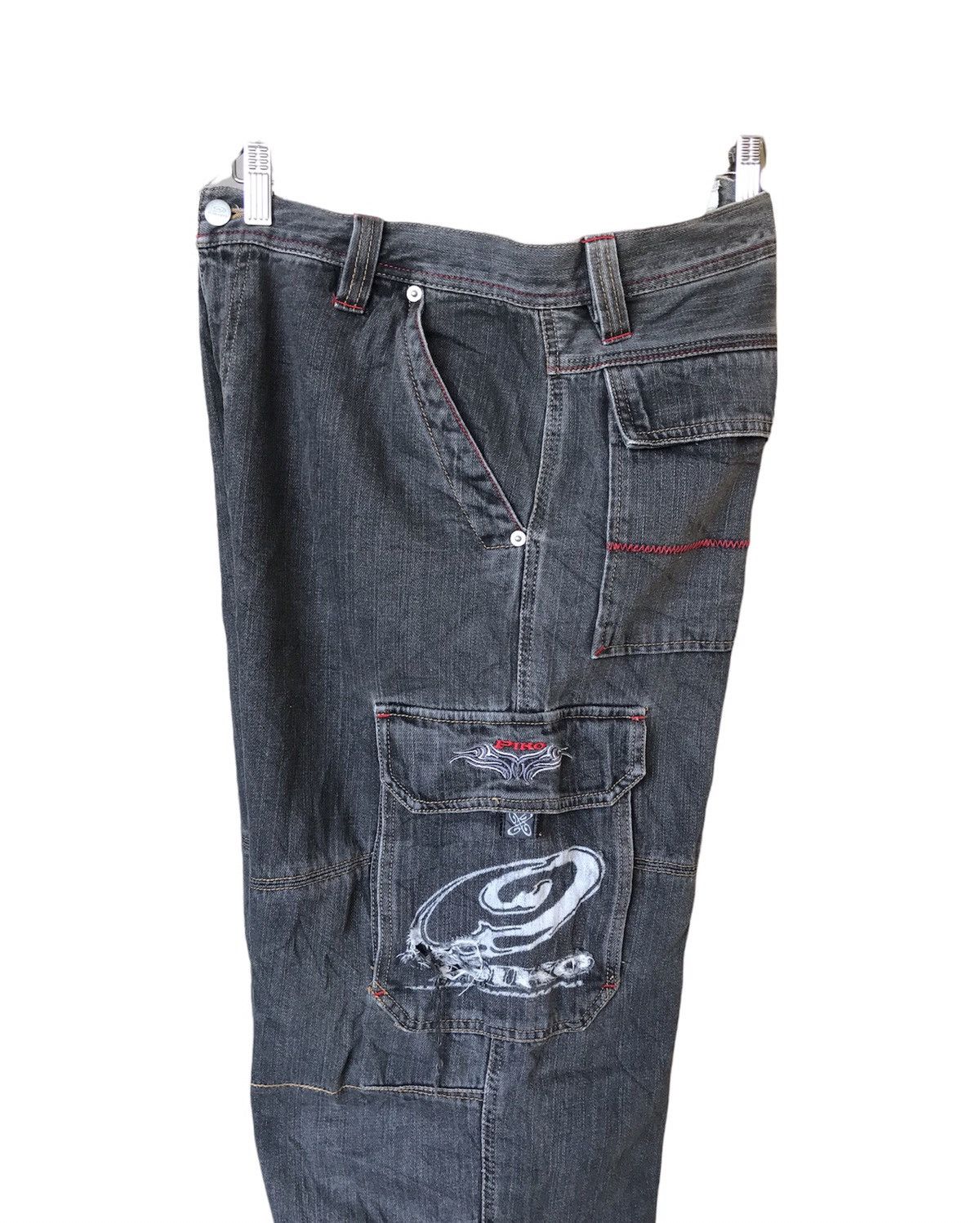 Vintage Piko Hawaiian Distressed Denim Loose Cut Cargo Pants Size US 33 - 2 Thumbnail