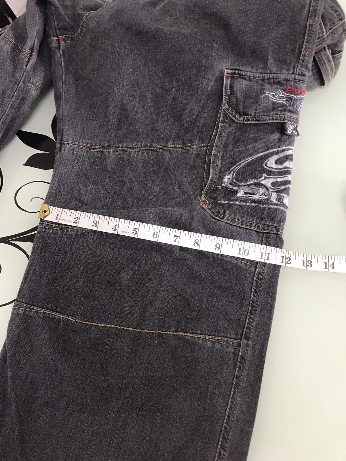 Vintage Piko Hawaiian Distressed Denim Loose Cut Cargo Pants Size US 33 - 20 Thumbnail