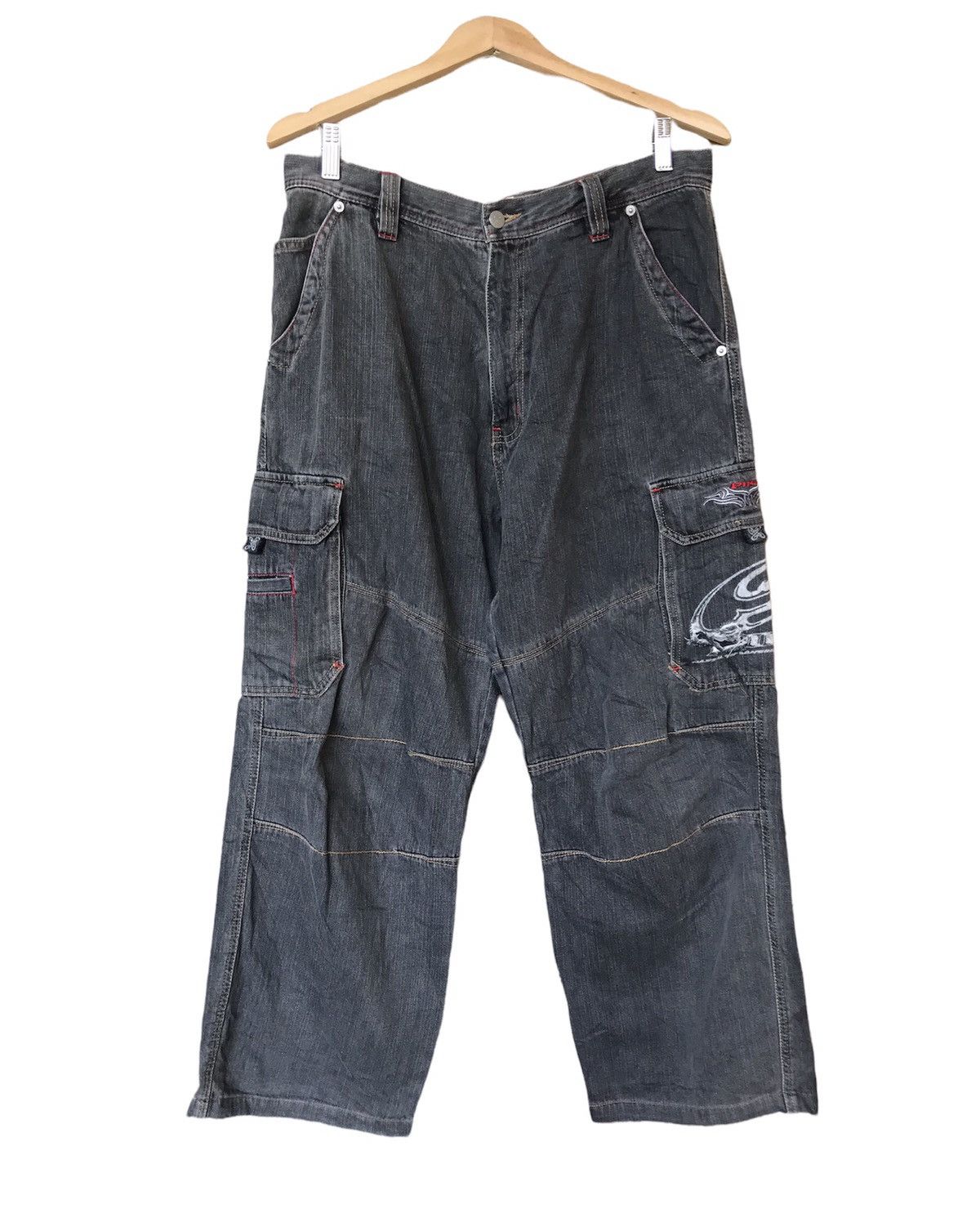 Vintage Piko Hawaiian Distressed Denim Loose Cut Cargo Pants Size US 33 - 1 Thumbnail