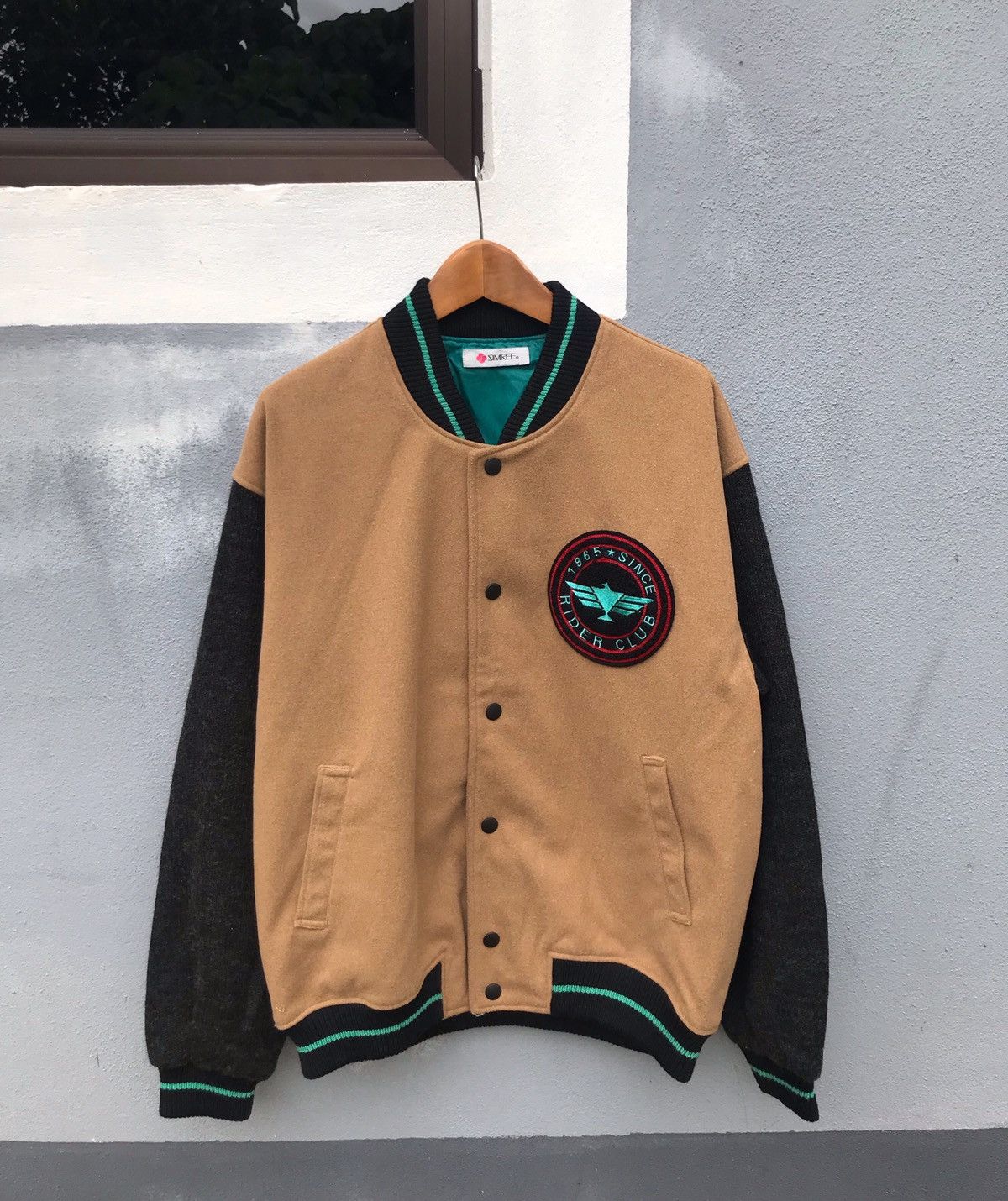 Rider club brown wool varsity jacket
