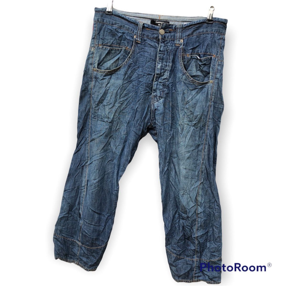 image of Cabane De Zucca Drop Cropped Jeans in Blue, Men's (Size 34)