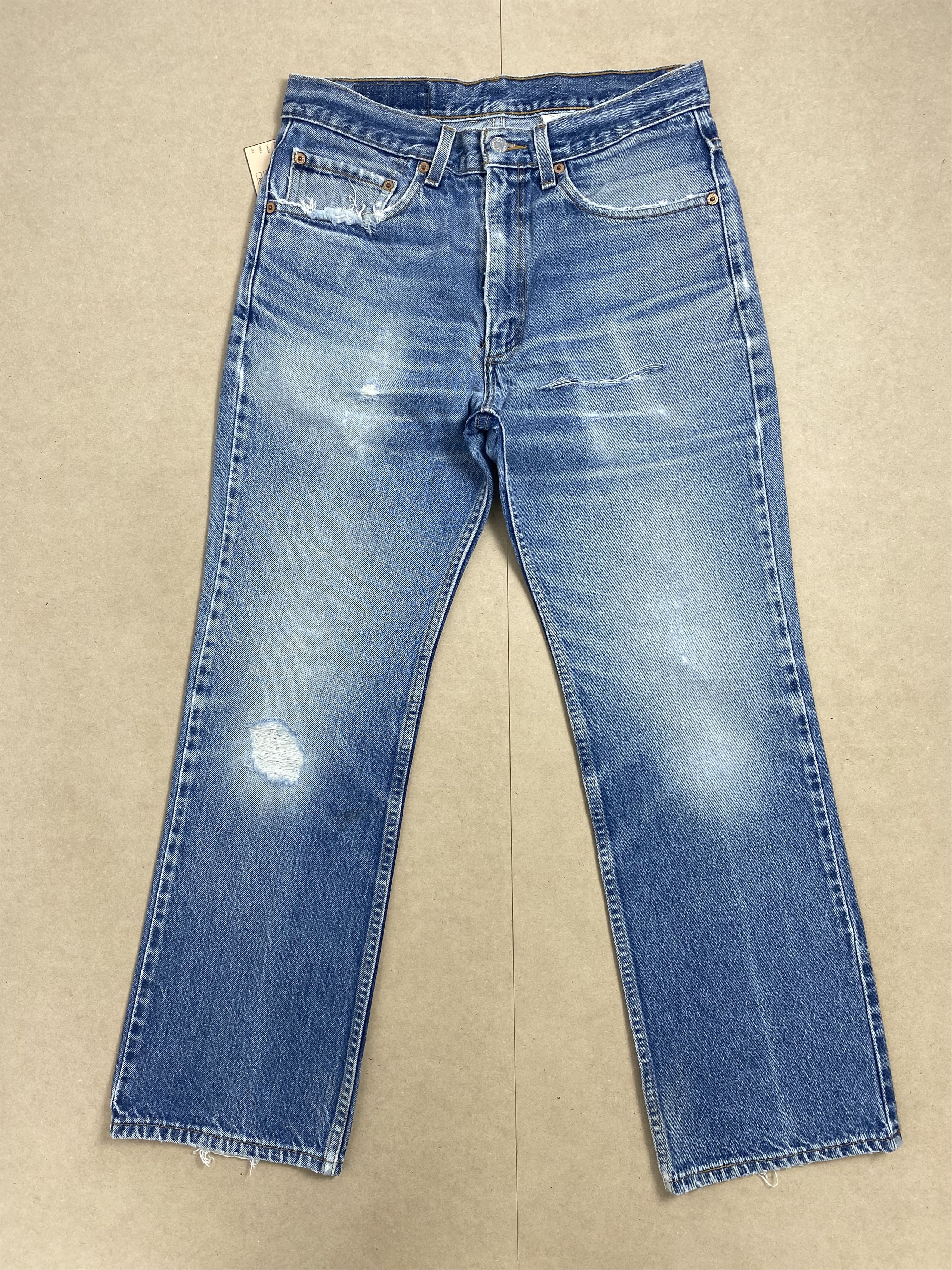 image of Levis x Vintage 90's Levi's 517 Bootcut Distressed Faded Mid Wash in Blue Denim, Men's (Size 30)