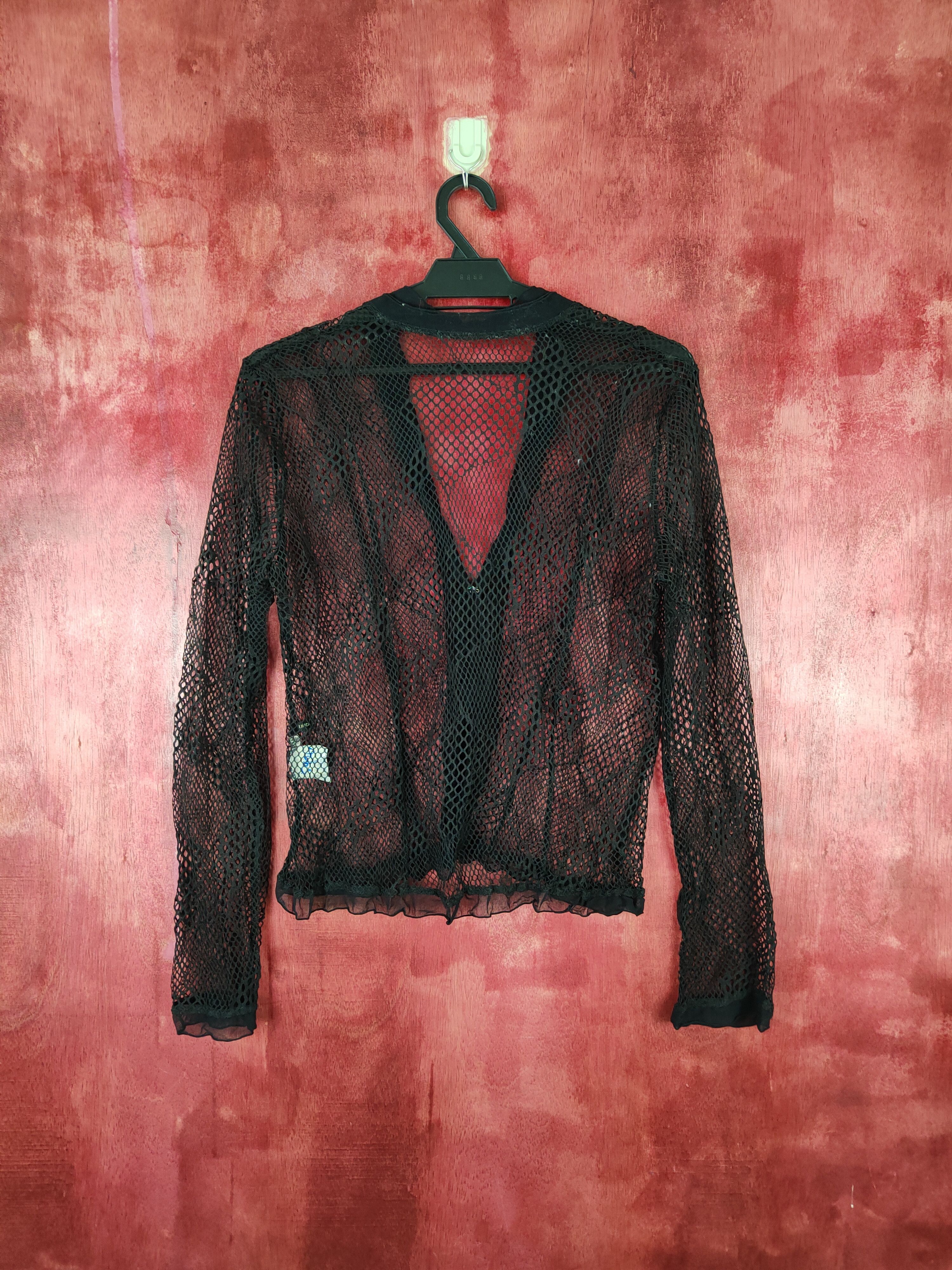 Japanese Brand × Linea DL Linea Urbano Black mesh Net crochet Cardigan #5926 Size M / US 6-8 / IT 42-44 - 7 Thumbnail