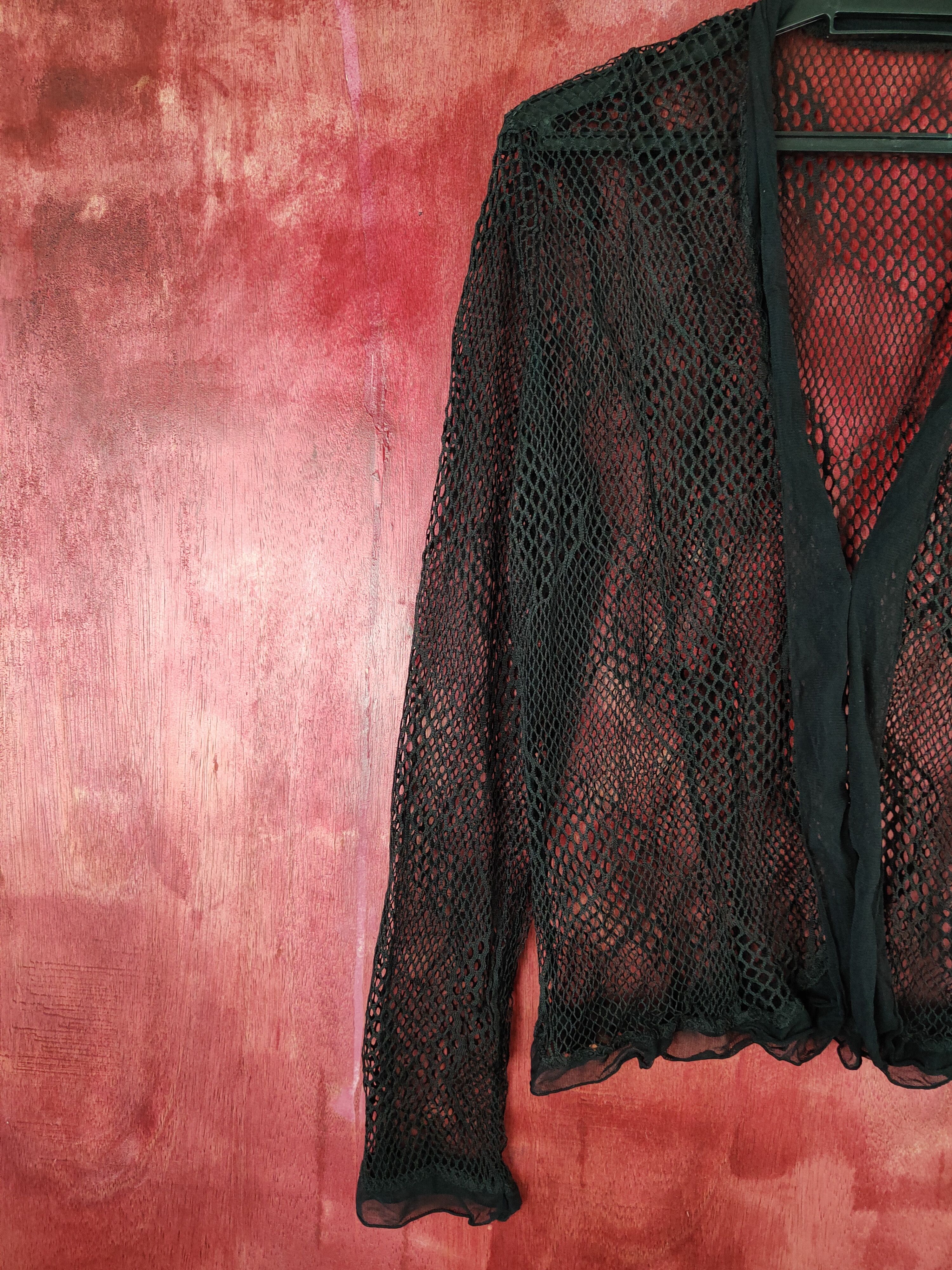 Japanese Brand × Linea DL Linea Urbano Black mesh Net crochet Cardigan #5926 Size M / US 6-8 / IT 42-44 - 3 Thumbnail