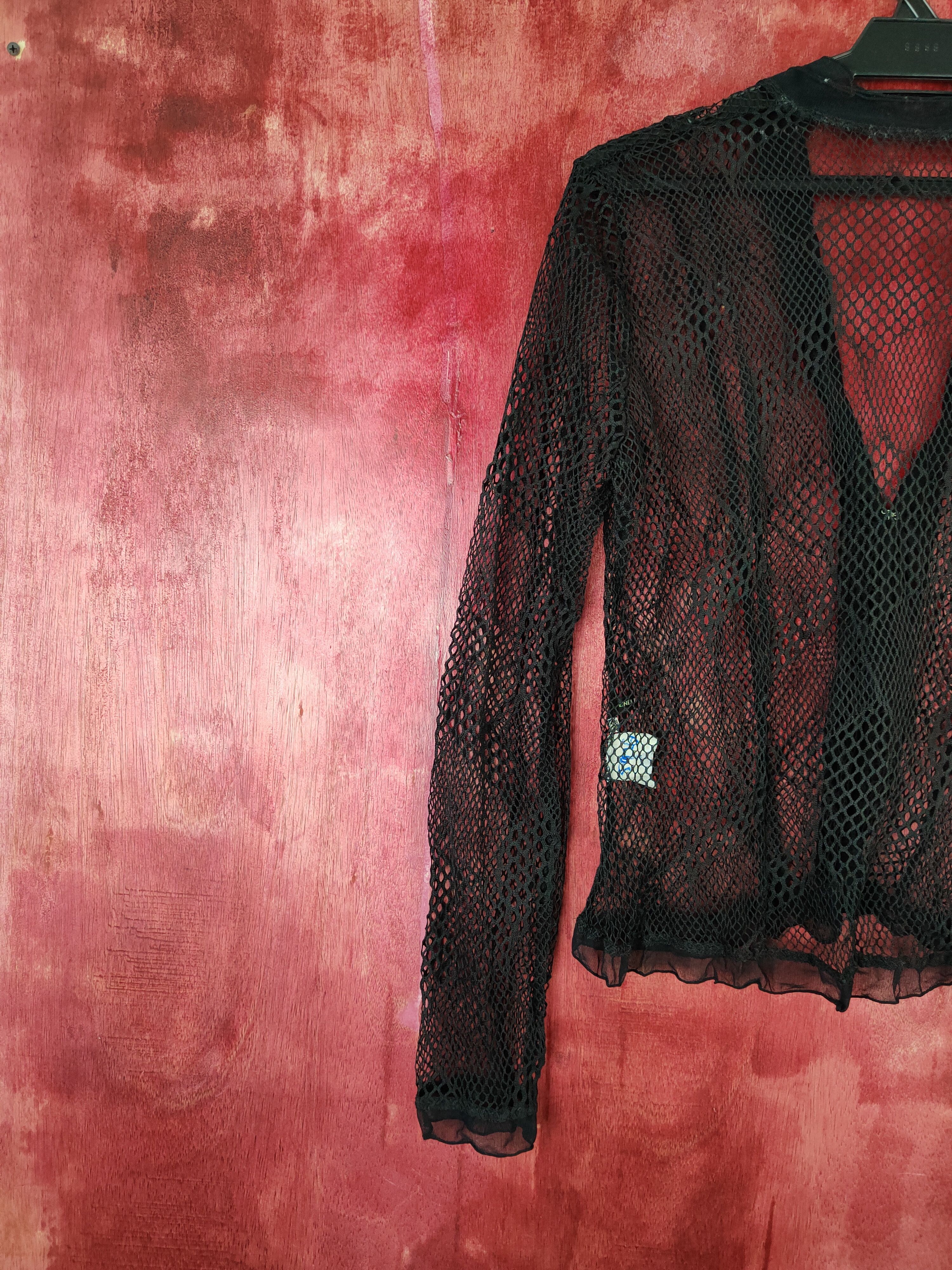 Japanese Brand × Linea DL Linea Urbano Black mesh Net crochet Cardigan #5926 Size M / US 6-8 / IT 42-44 - 8 Thumbnail