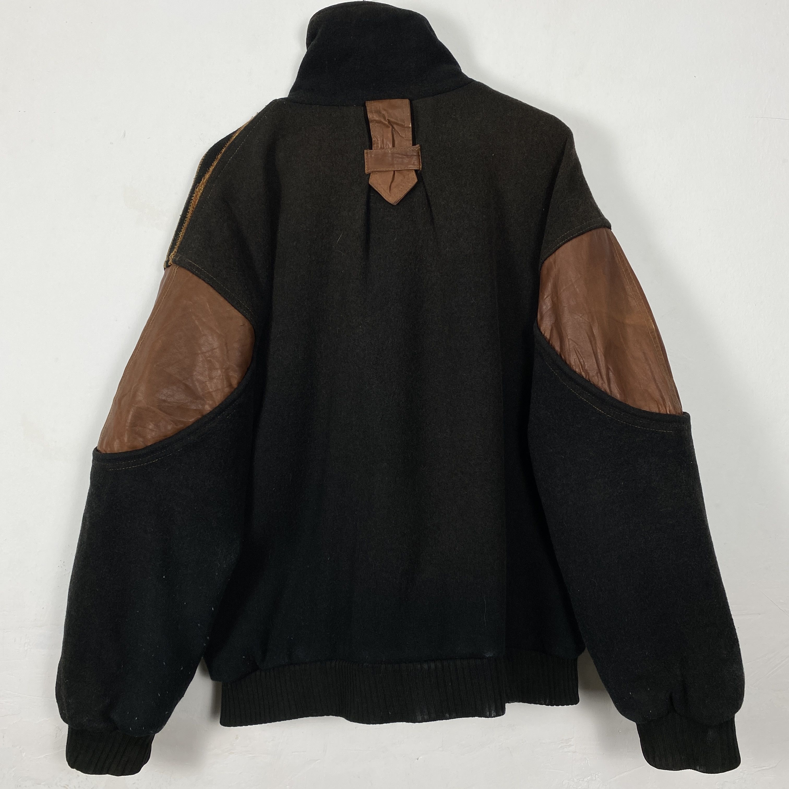 Vintage 80s Leather MC COMPANY Aztec Front Bomber Jacket