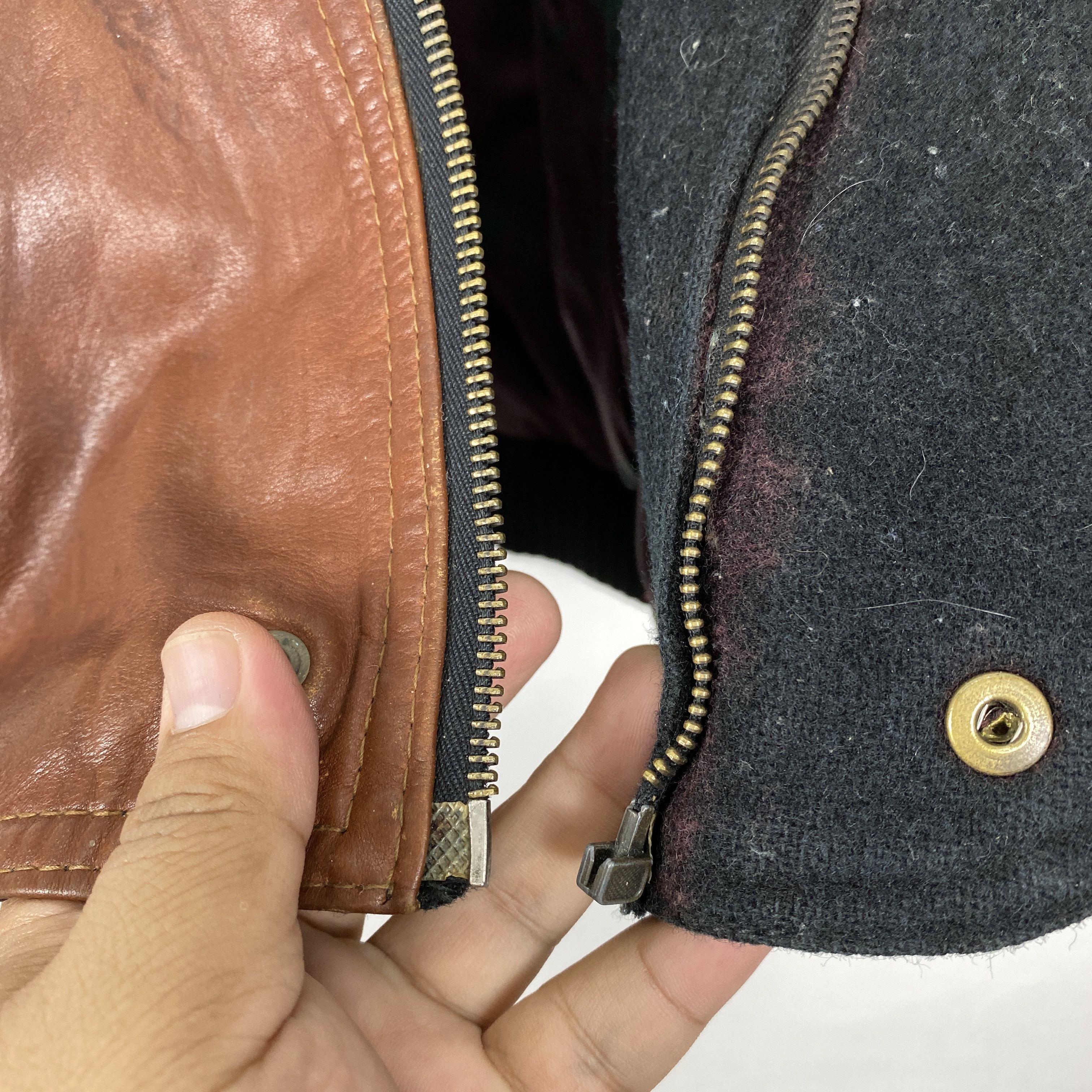 Vintage 80s Leather MC COMPANY Aztec Front Bomber Jacket