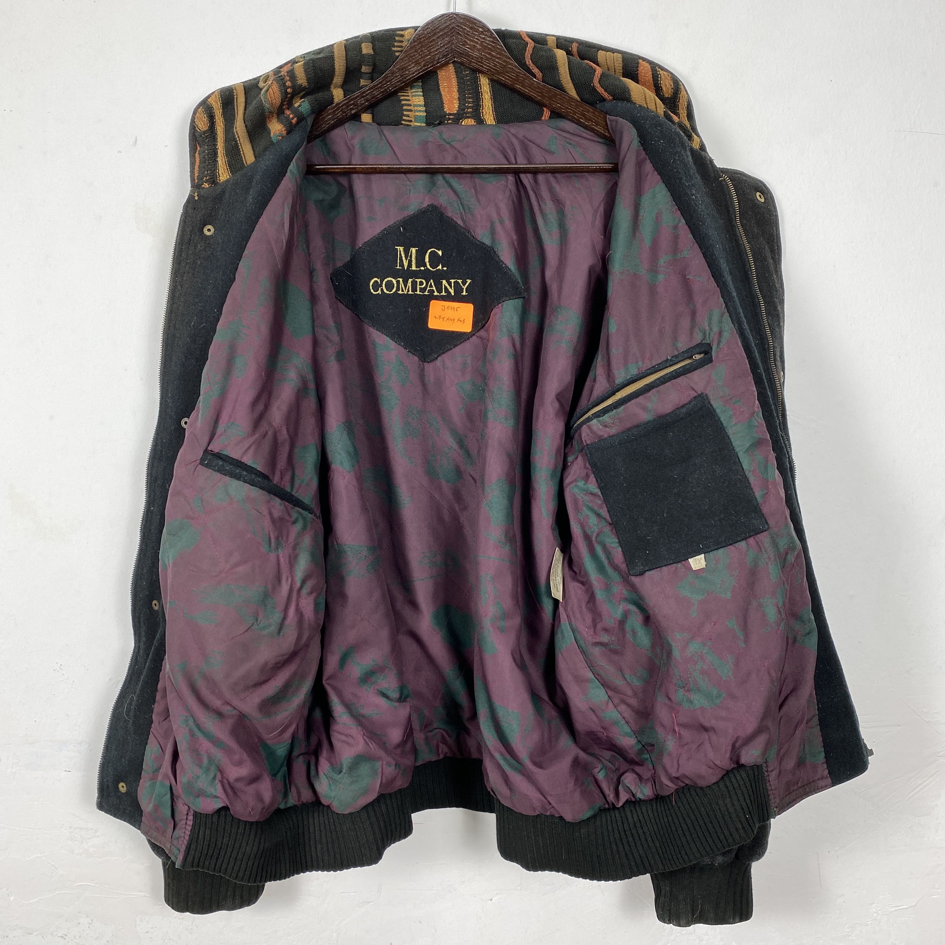 Vintage 80s Leather MC COMPANY Aztec Front Bomber Jacket