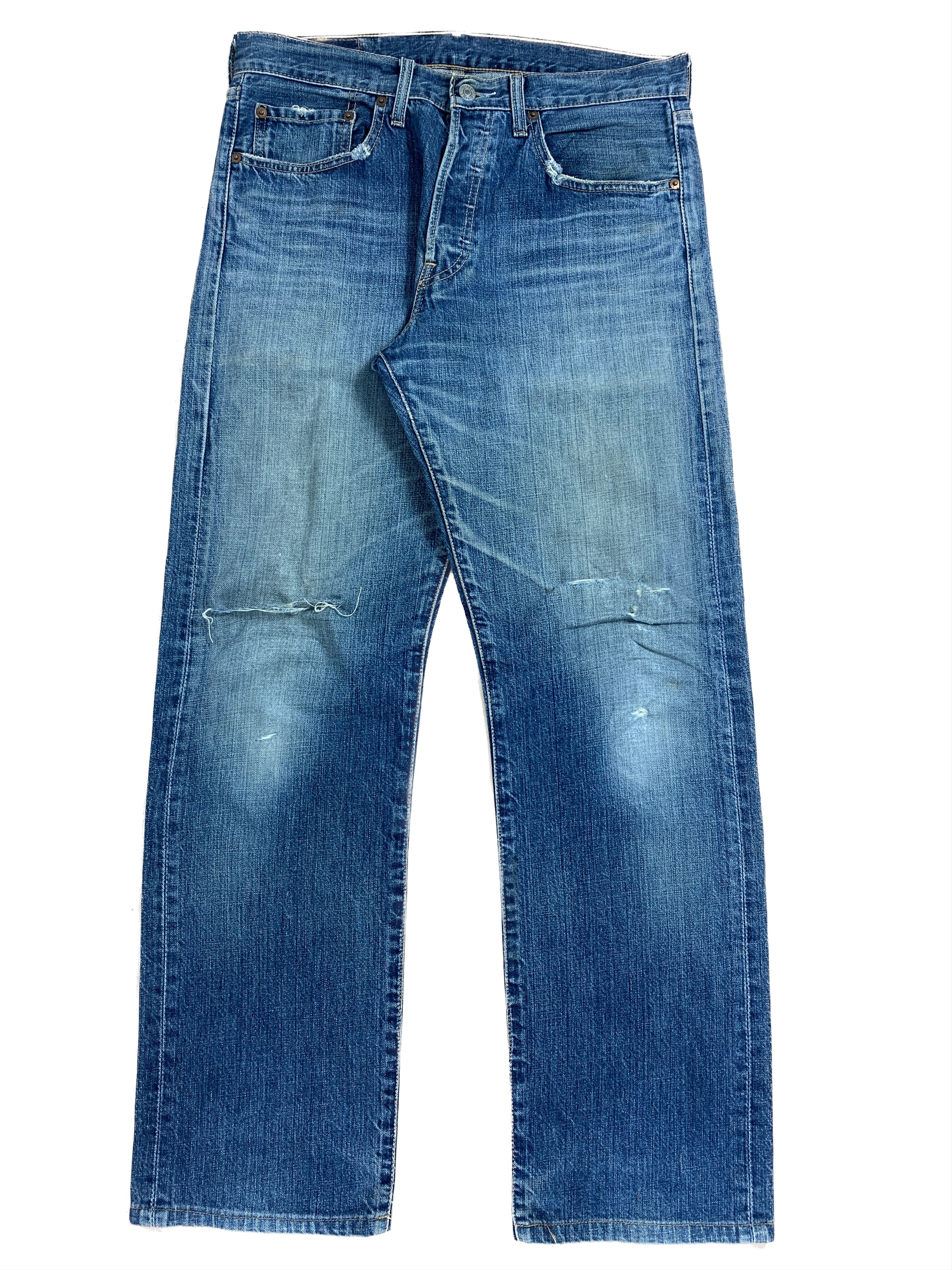 Levi's Vintage LEVI'S 501 Distressed Faded Mid Wash Jeans P0061 Size US 31 - 1 Thumbnail