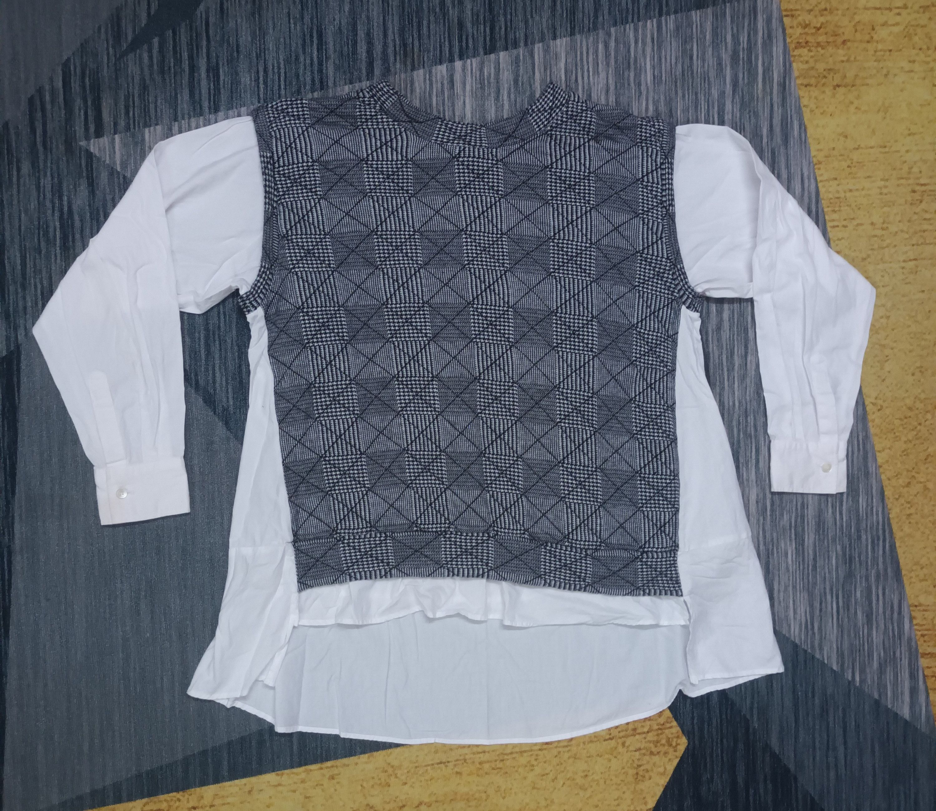 image of Gomme Homme x Yohji Yamamoto Gomme By Yohji Yamamoto Long Sleeve Shirt in White Grey, Women's (Size