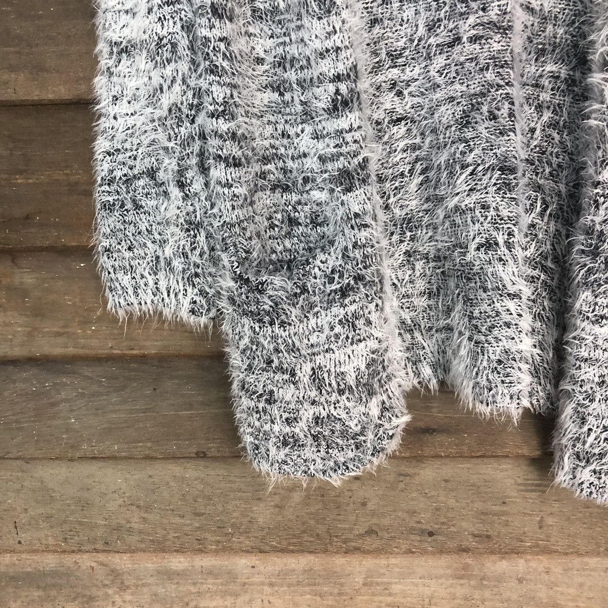 H&M DLS H&M Grey Shag Shaggy Fur Mohair Knitwear cardigan #BB589 Size XS / US 0-2 / IT 36-38 - 4 Thumbnail