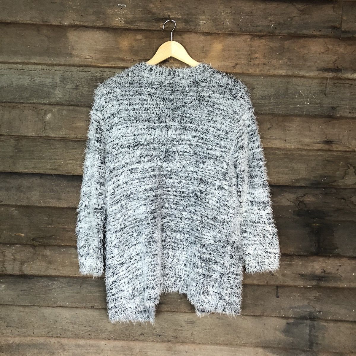 H&M DLS H&M Grey Shag Shaggy Fur Mohair Knitwear cardigan #BB589 Size XS / US 0-2 / IT 36-38 - 8 Thumbnail