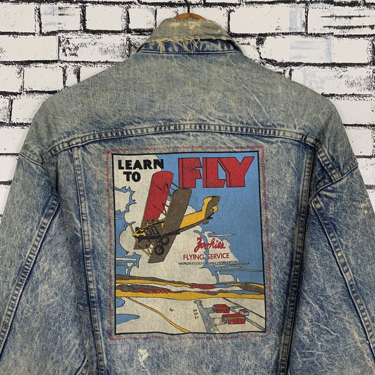 Vintage Vintage Learn to Fly Denim Blue Jean Jacket Size US M / EU 48-50 / 2 - 6 Thumbnail