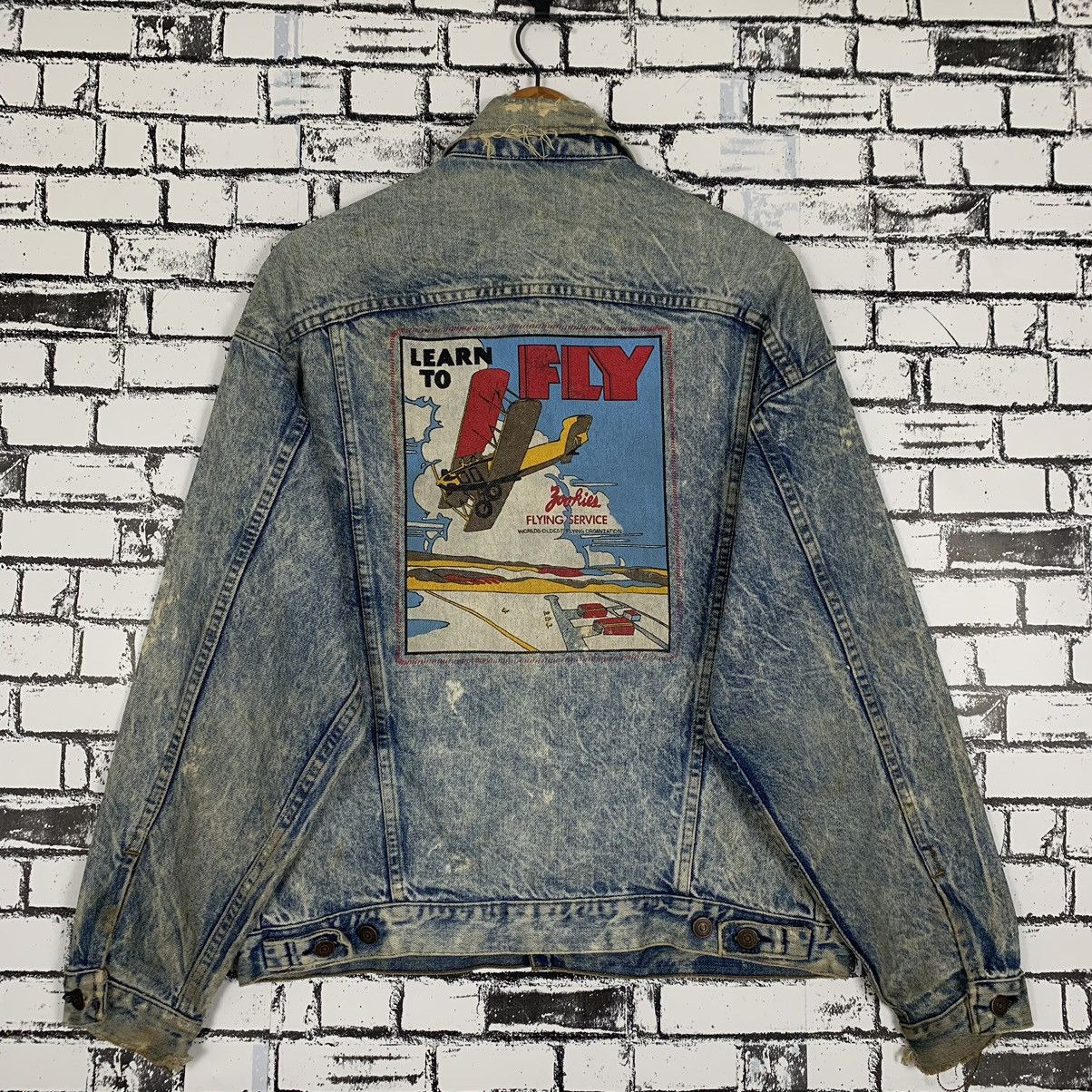 Vintage Vintage Learn to Fly Denim Blue Jean Jacket Size US M / EU 48-50 / 2 - 5 Thumbnail