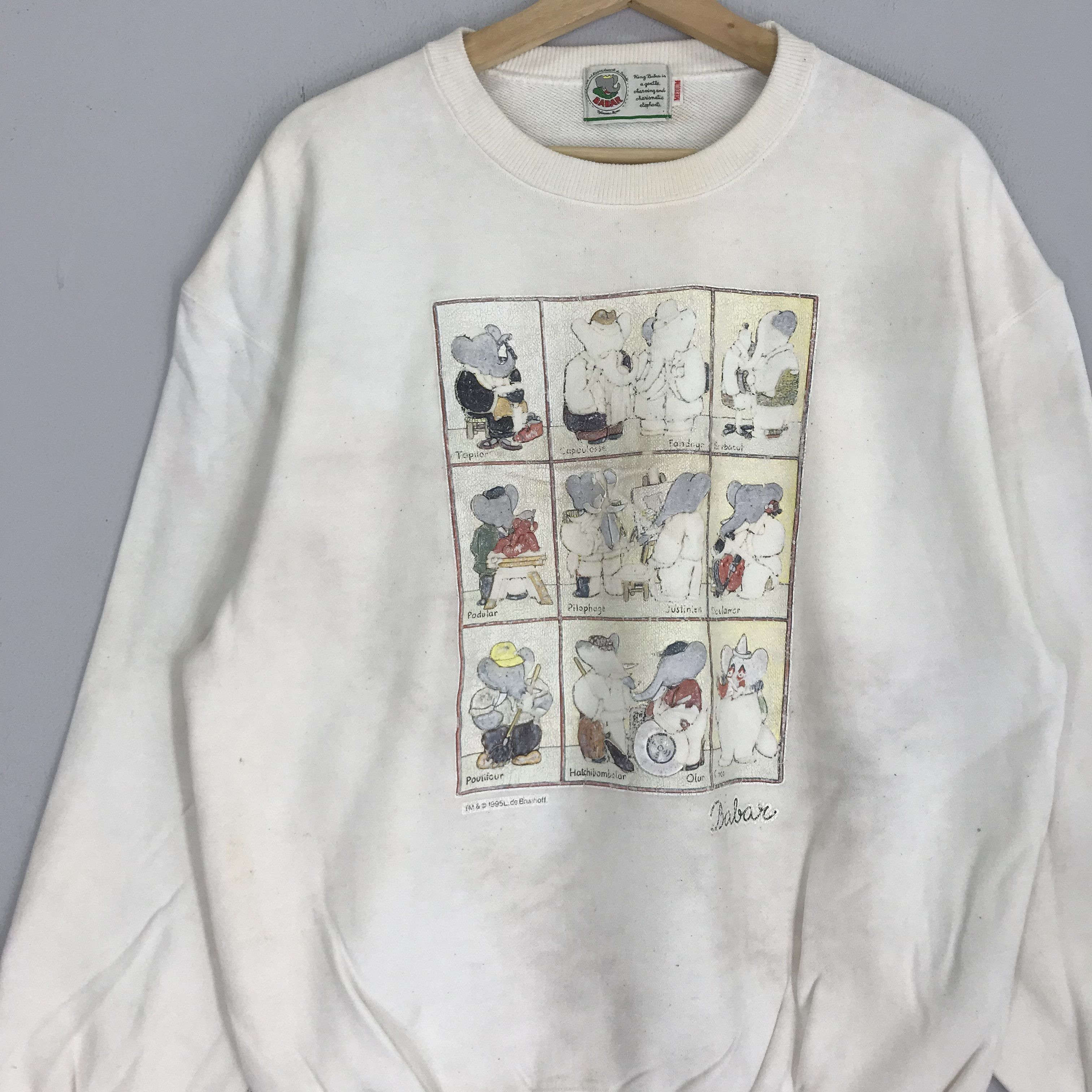 Cartoon Network Vintage 90s Babar Animated Elephant Cartoon Sweatshirts Size US L / EU 52-54 / 3 - 3 Thumbnail