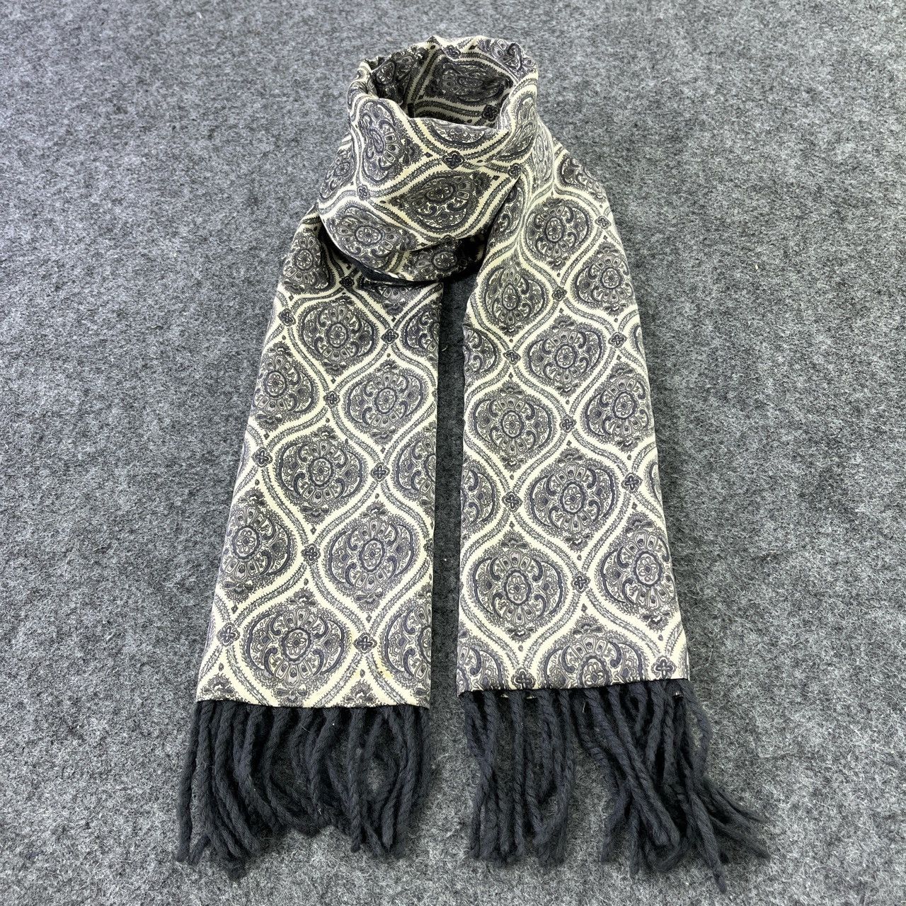 Designer × Vintage Paisley Silk Wool Scarf / Muffler / Neckwear T546 Size ONE SIZE - 5 Thumbnail