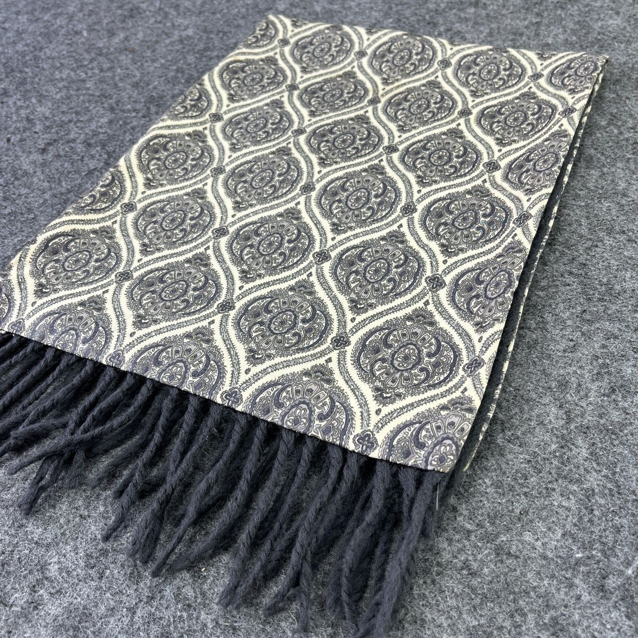 Designer × Vintage Paisley Silk Wool Scarf / Muffler / Neckwear T546 Size ONE SIZE - 4 Thumbnail