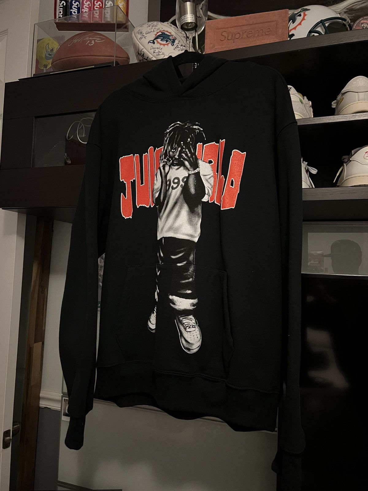 Image of 999 Club x Vlone Juice Wrld X Vlone Hoodie in Black, Men's (Size XL)